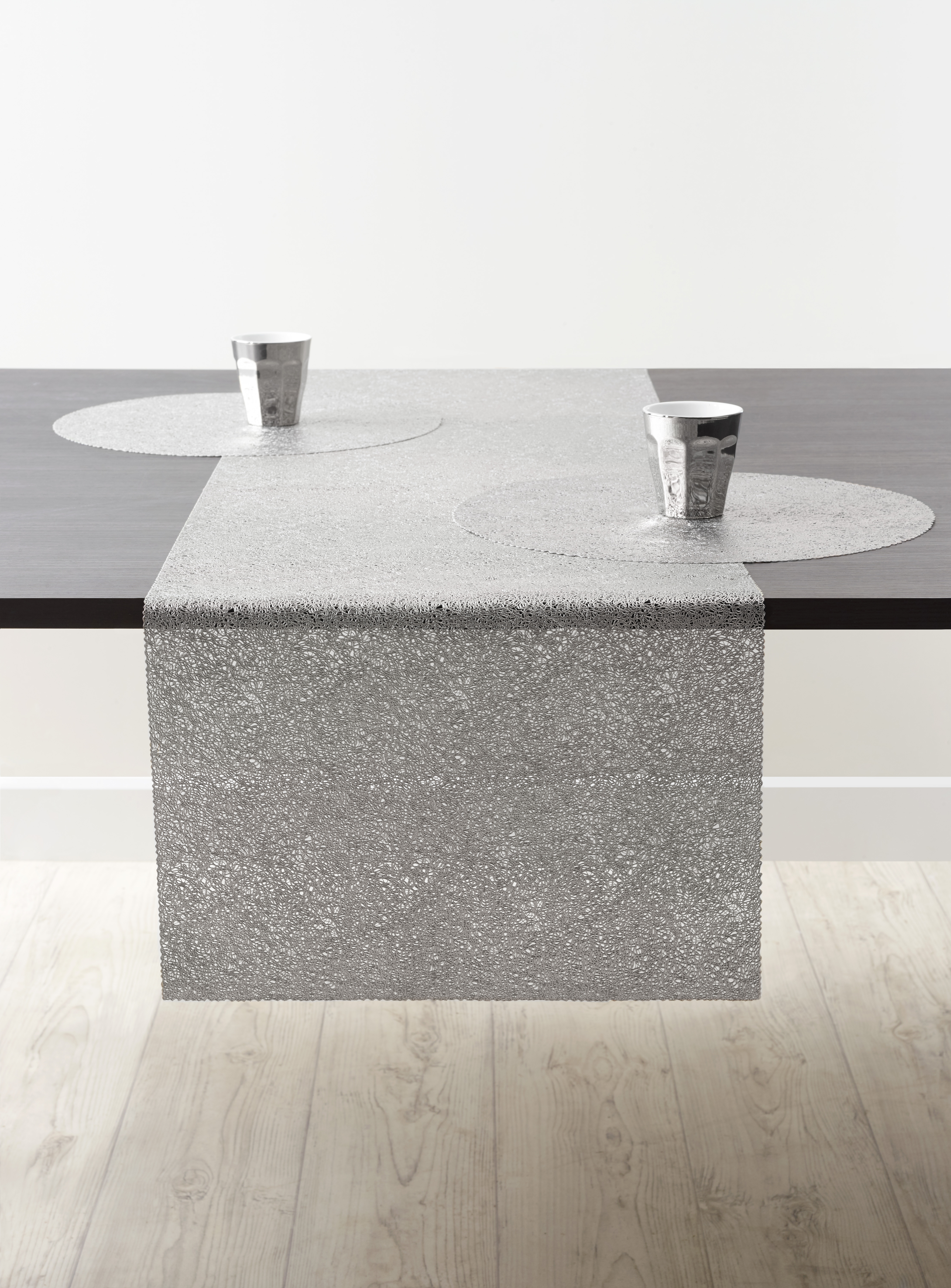 Chemin de table spaghetti, 45x150 cm, argent