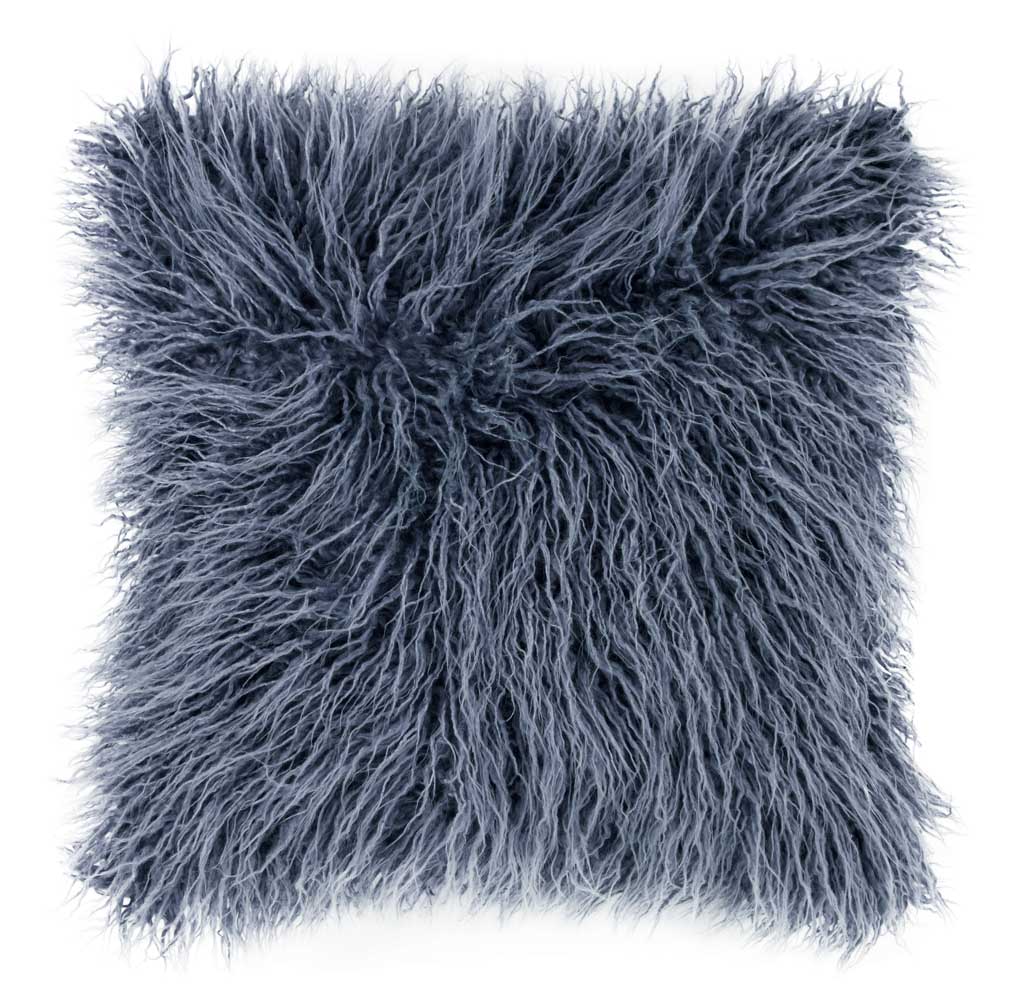 Cushion (filled) mohair sheepskin stone blue  45X45CM