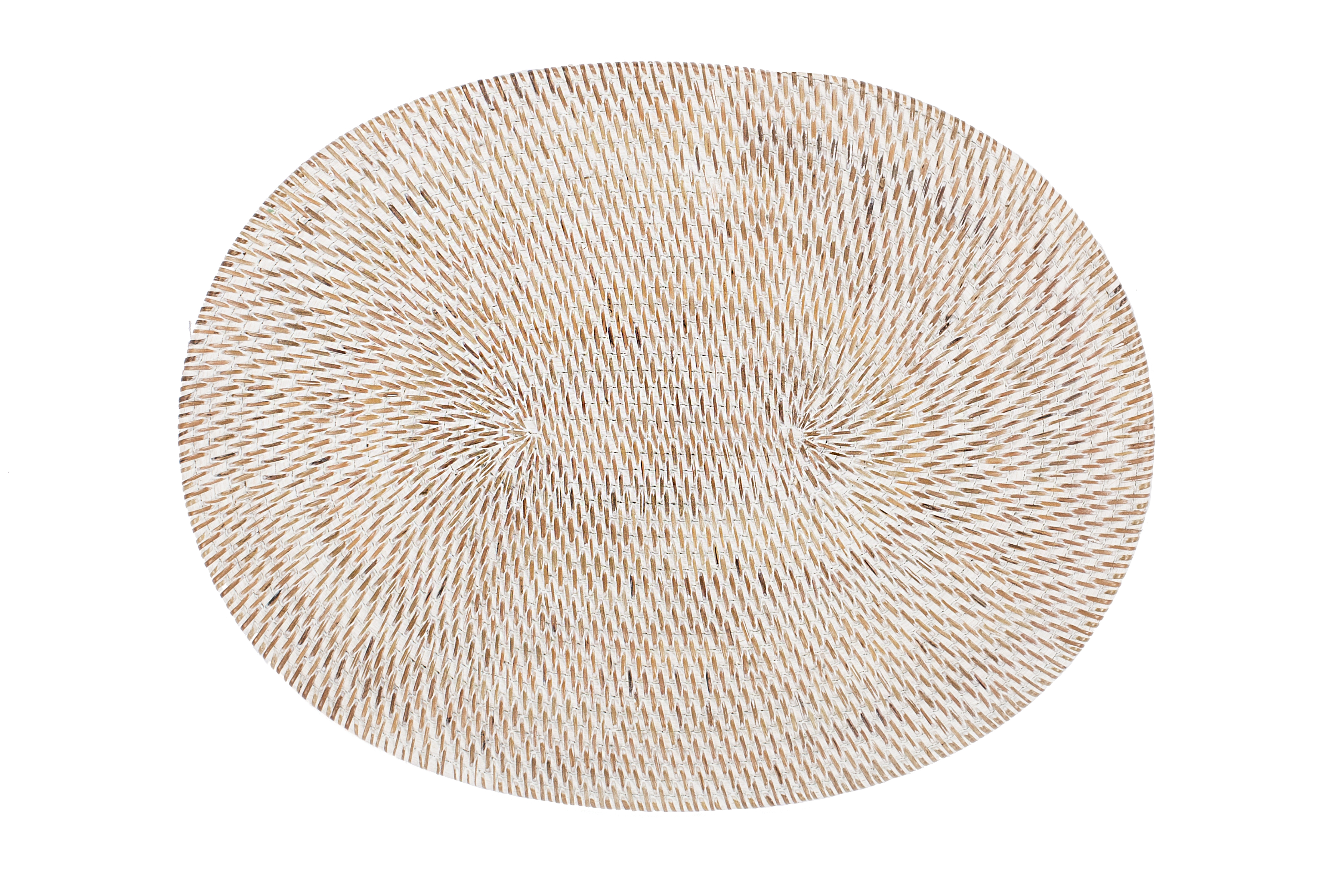 Set de table rattan 30x40 cm, oval, blanc