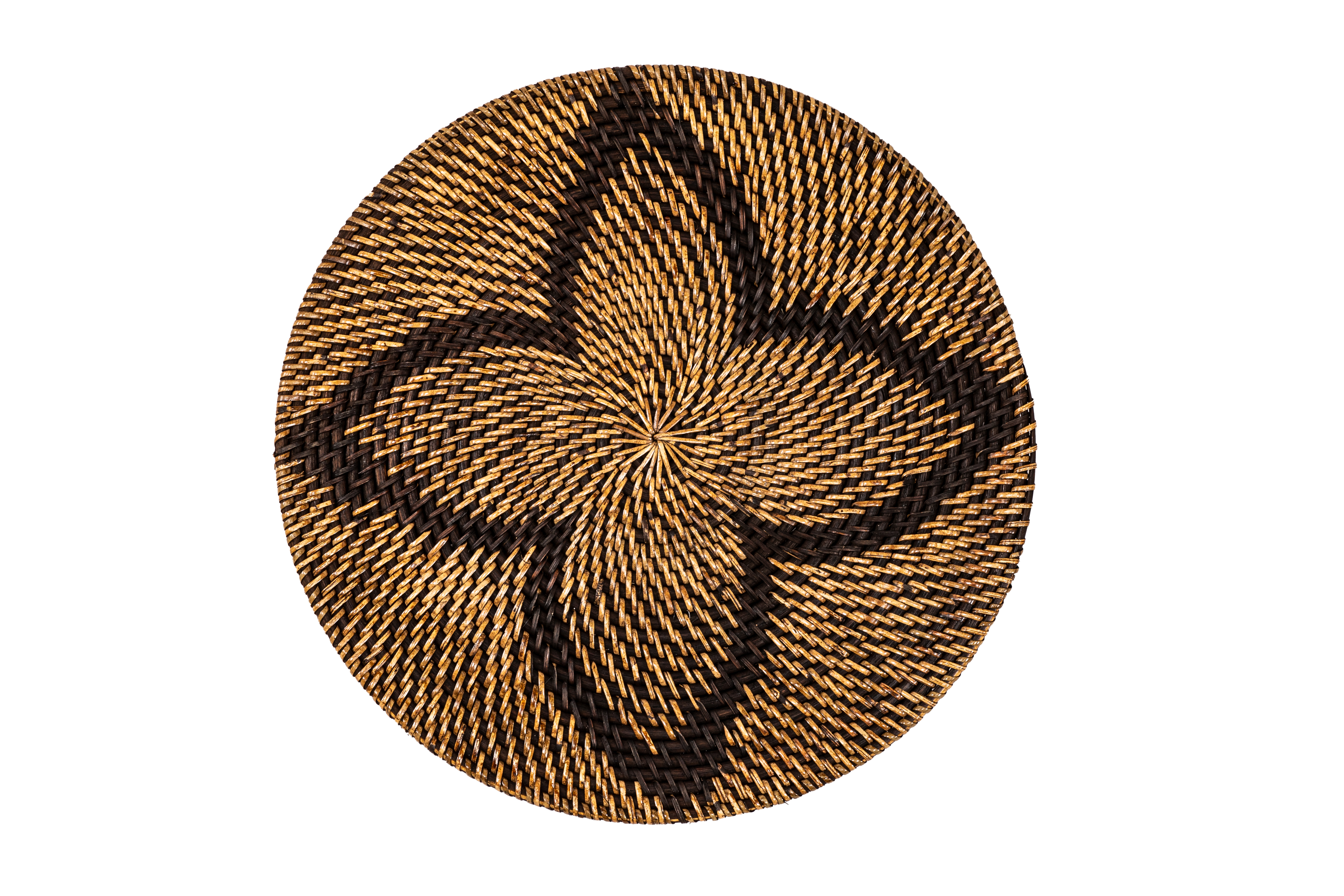 Placemat rattan, round, dia 36 cm,dark brown - FLOWERS