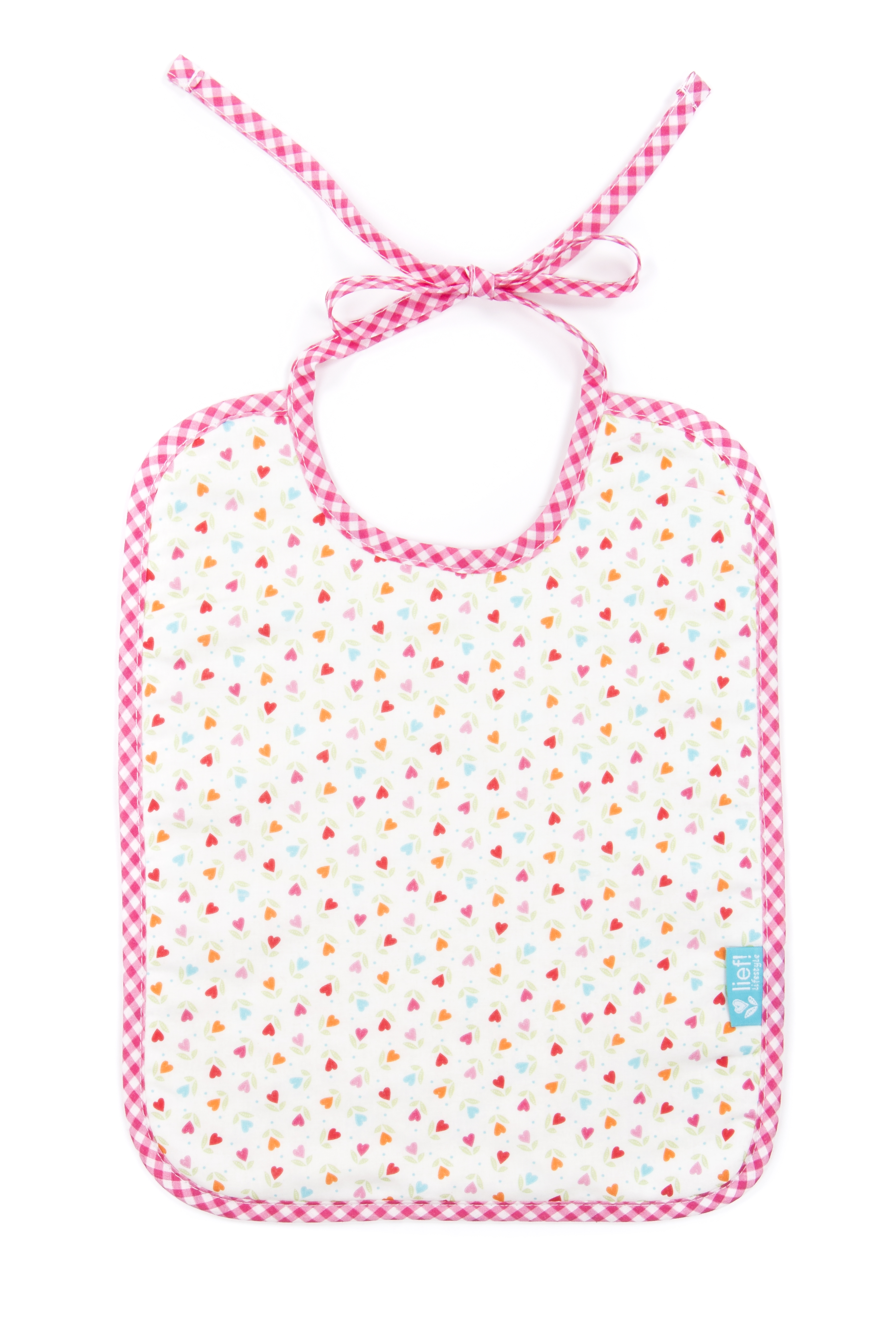 Bib with straps Girl, hearts , 35x27 cm 