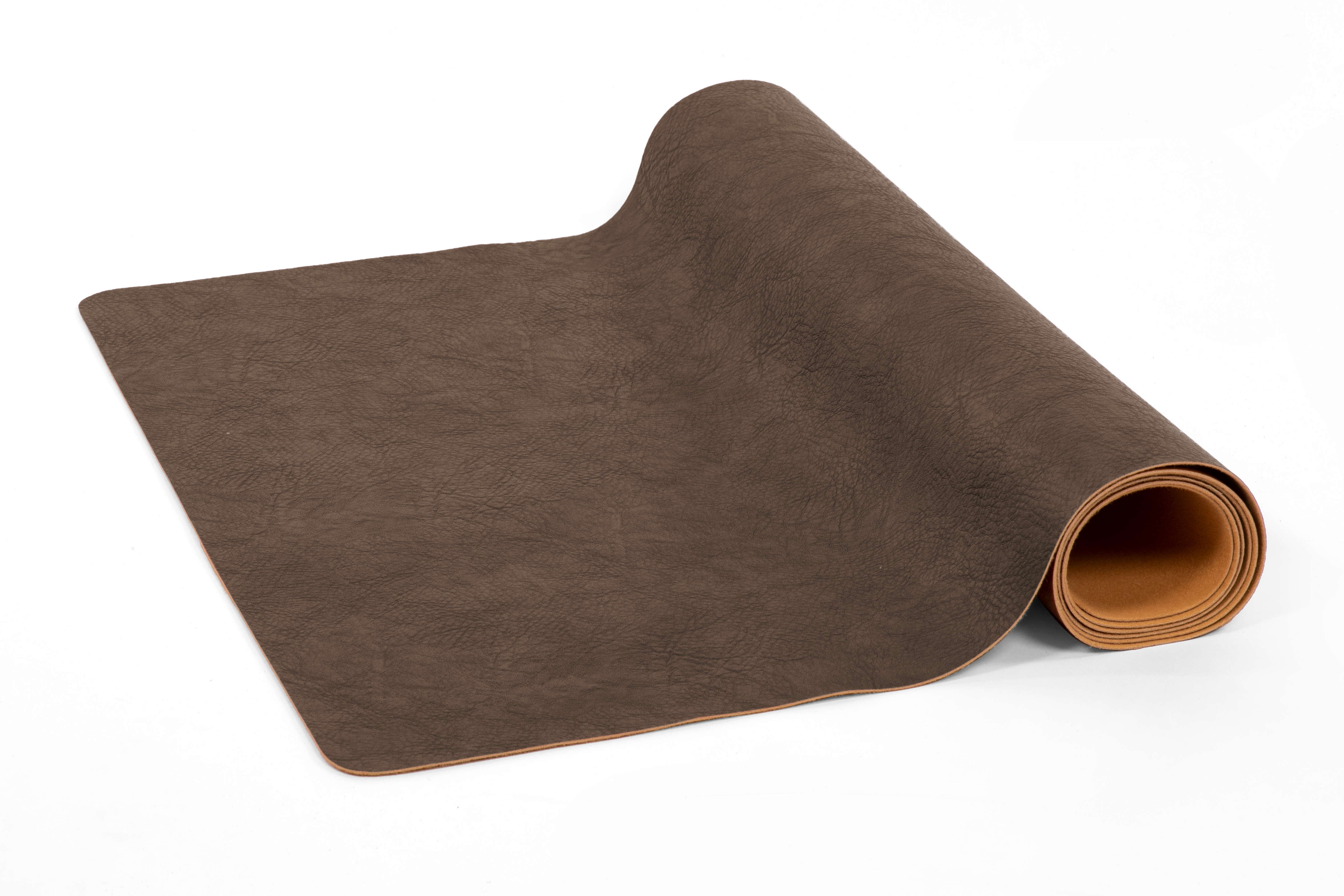 Table runnner TROJA - vegan leather - 44x145 cm, coffee