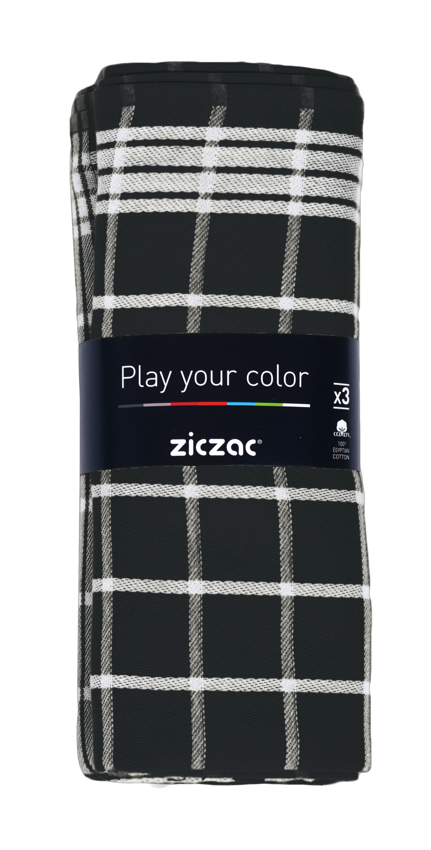 Torchon 50x70cm, set3,check coloured center, black