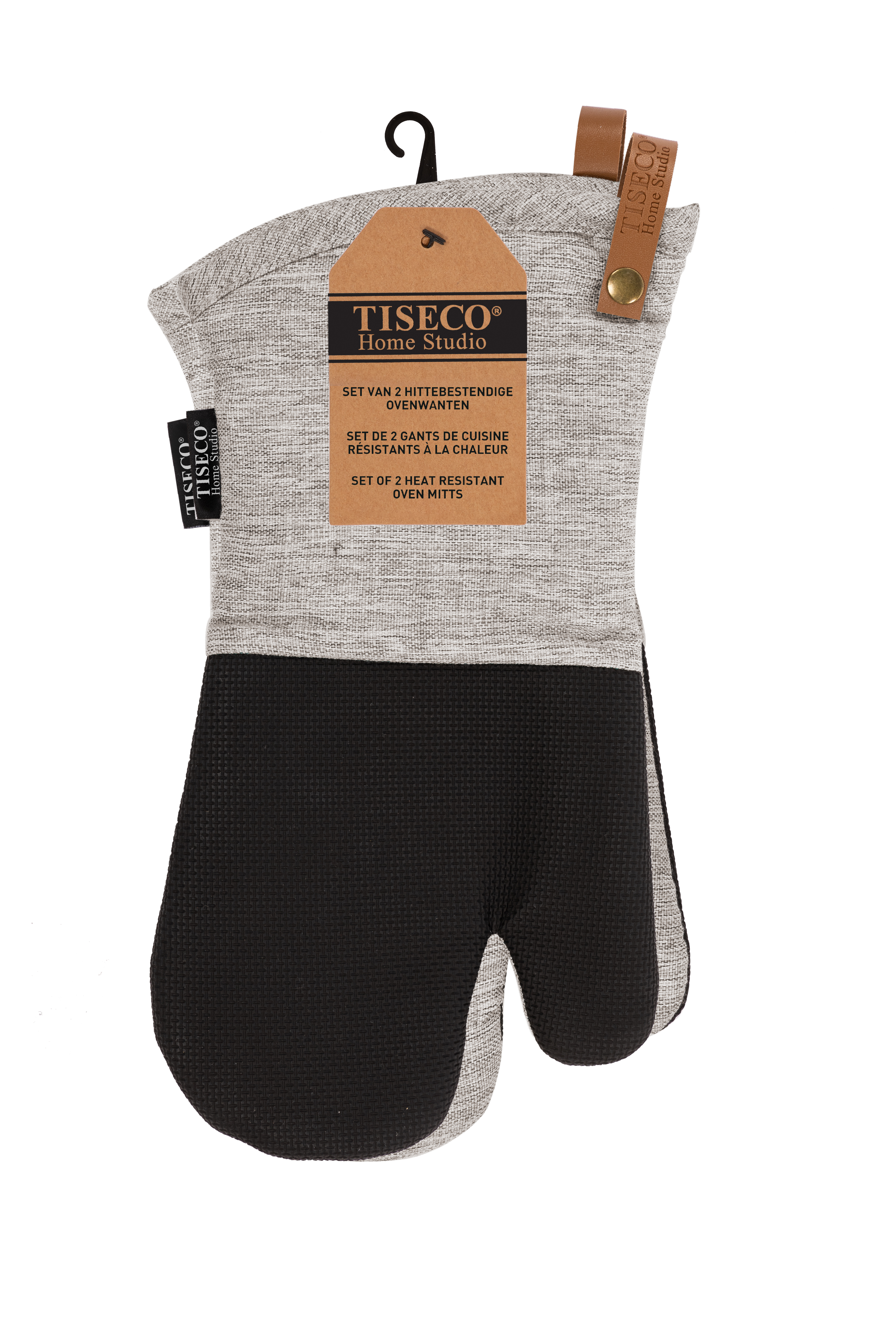 Oven mitt (1R + 1L) HERCULES - 17x33 cm, taupe