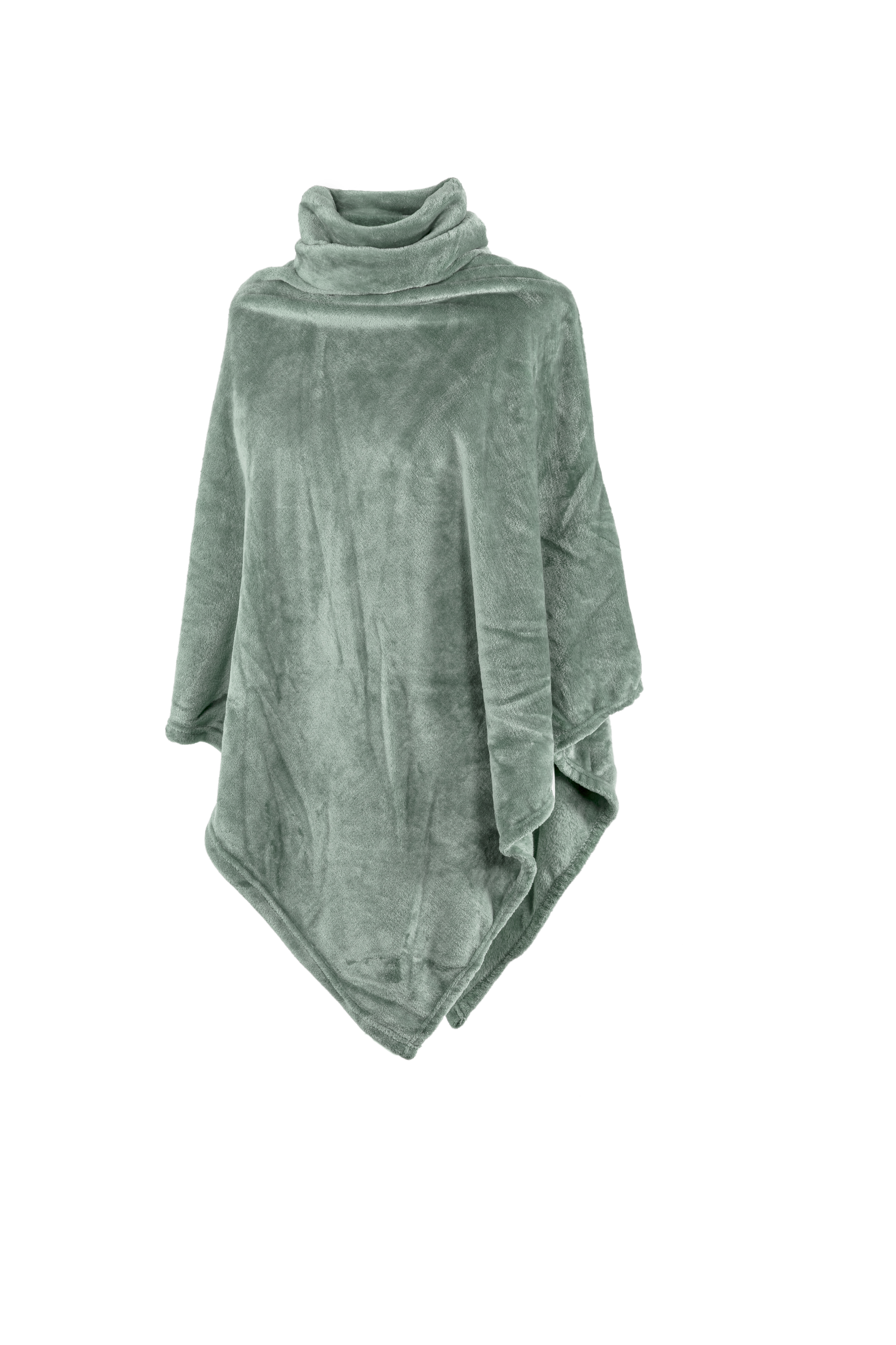 Poncho COSY collar, micro flannel - 80X80cm, sage green