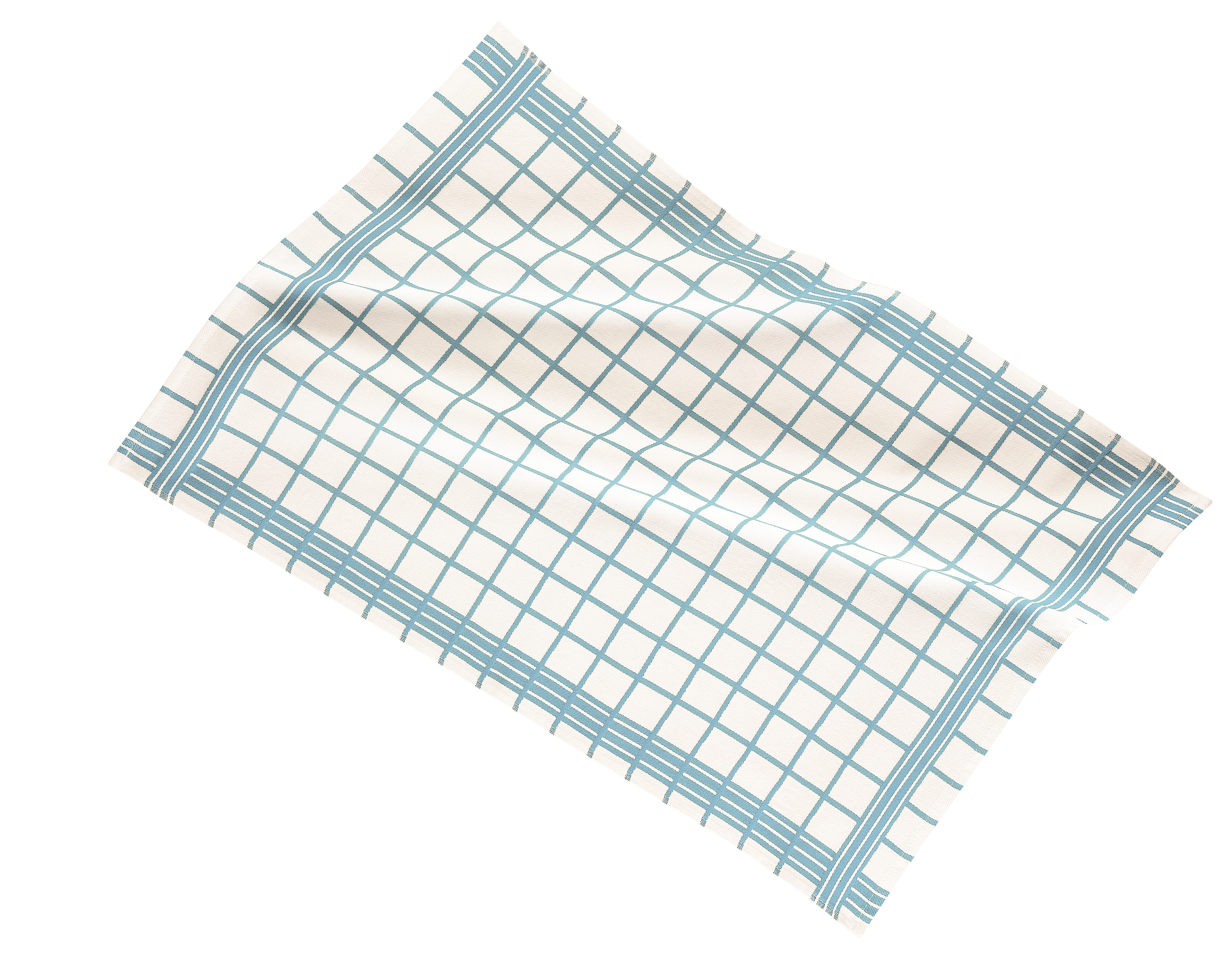 Torchon 50x70cm, set3,check white center, soft blue