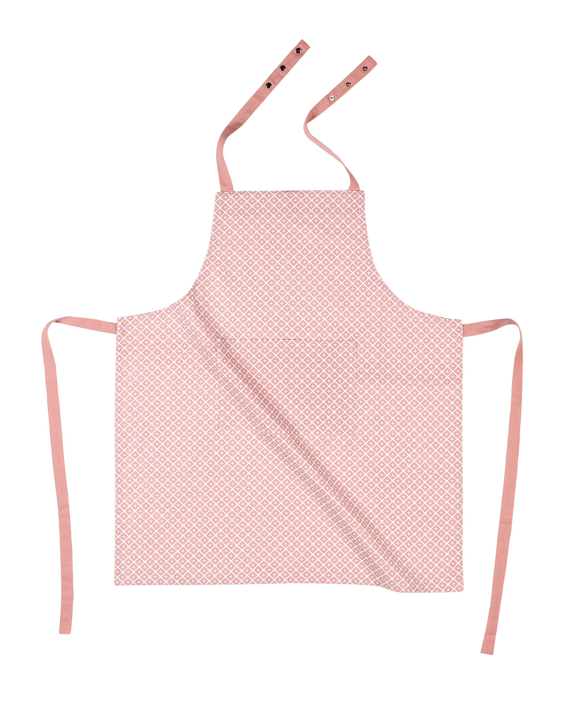 Apron geo dot 74x85, pocket +press but +hanger,soft pink