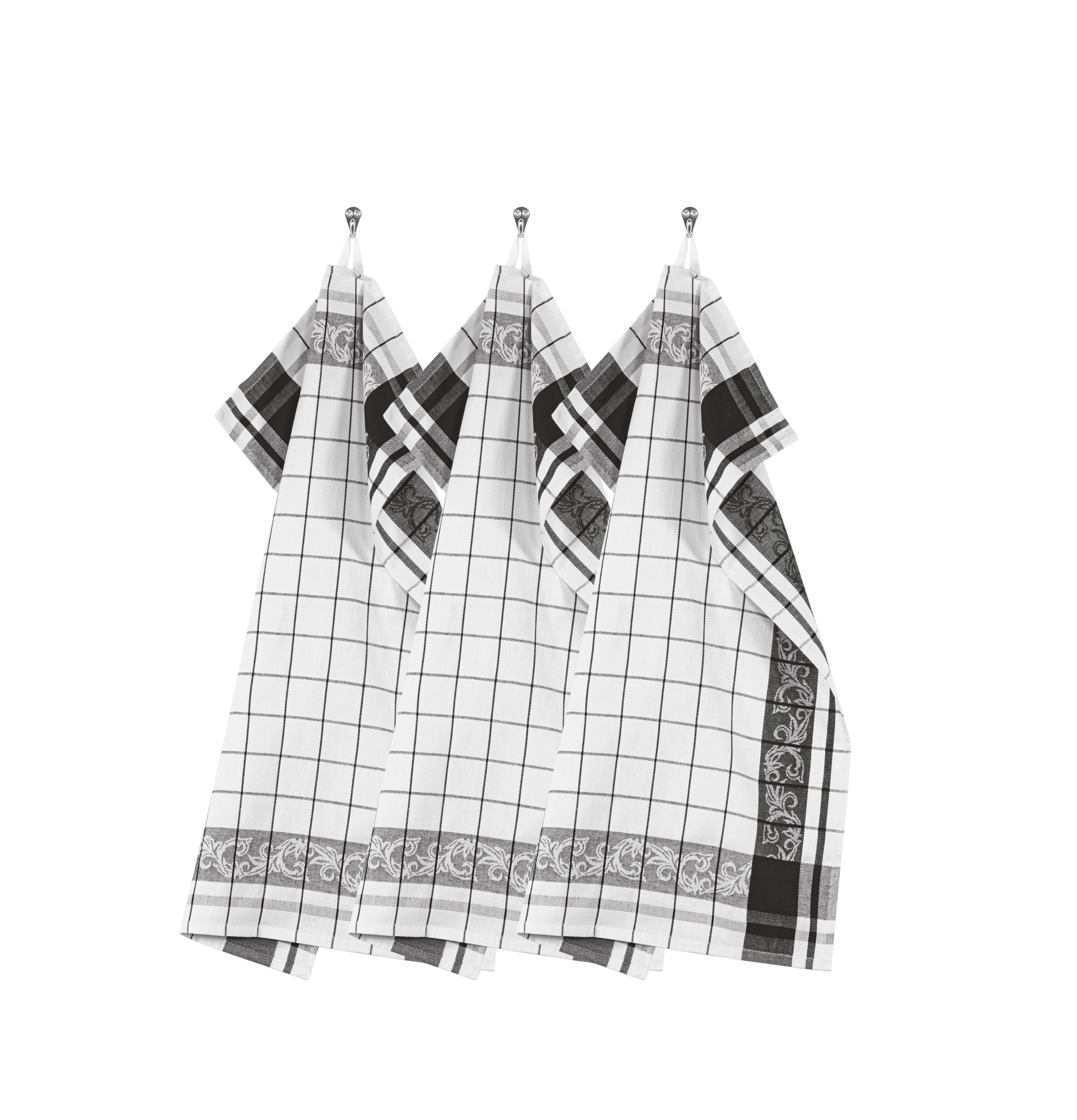 Keukenhanddoek PHARAO ARABESQUE - SET/3 - 50x70 cm, zwart