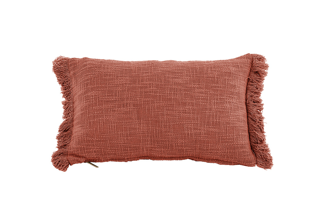 Cushion (filled) COTTON SLUB SOLID 30x50CM, rust