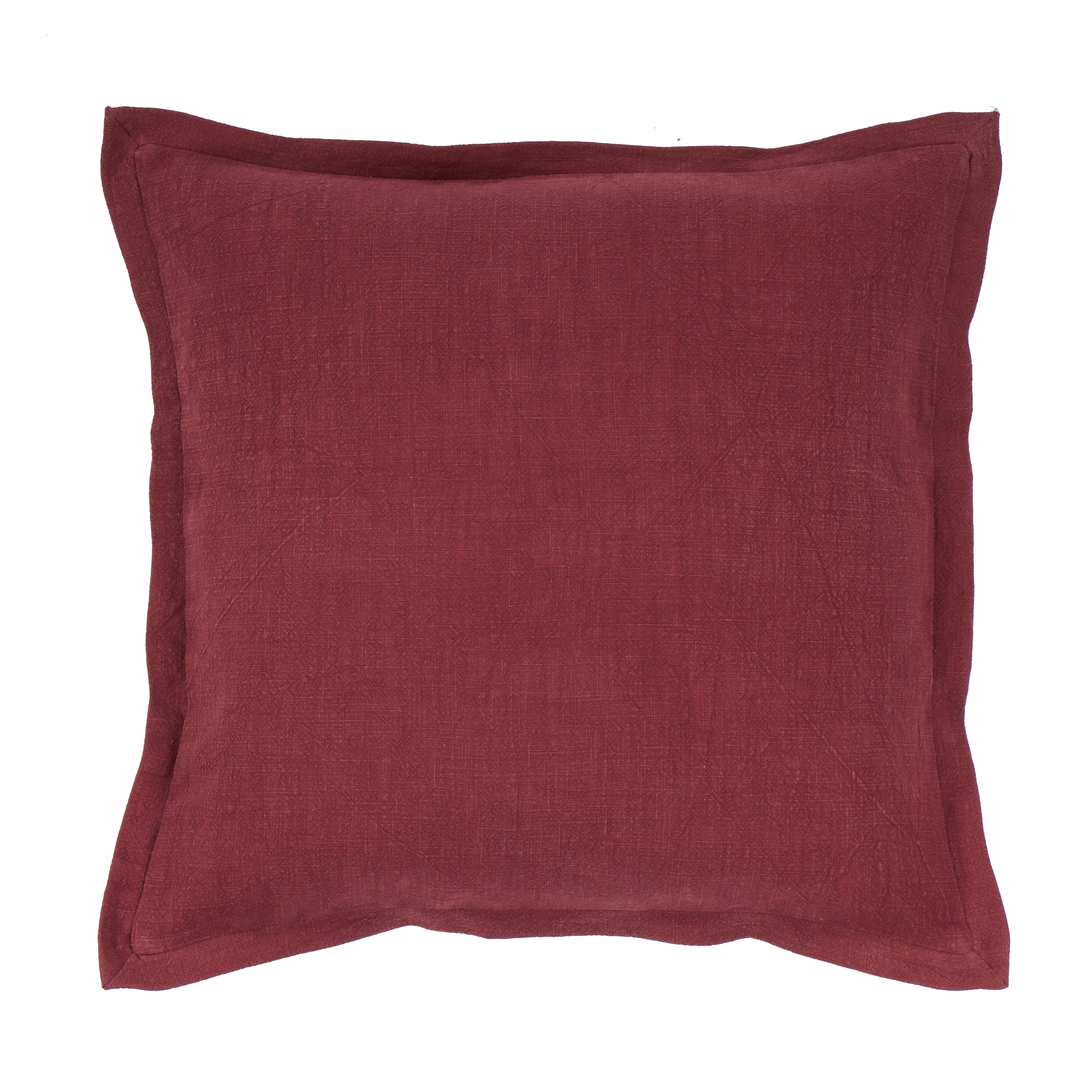 Cushion (filled) uni linen 45X45CM with button, wine