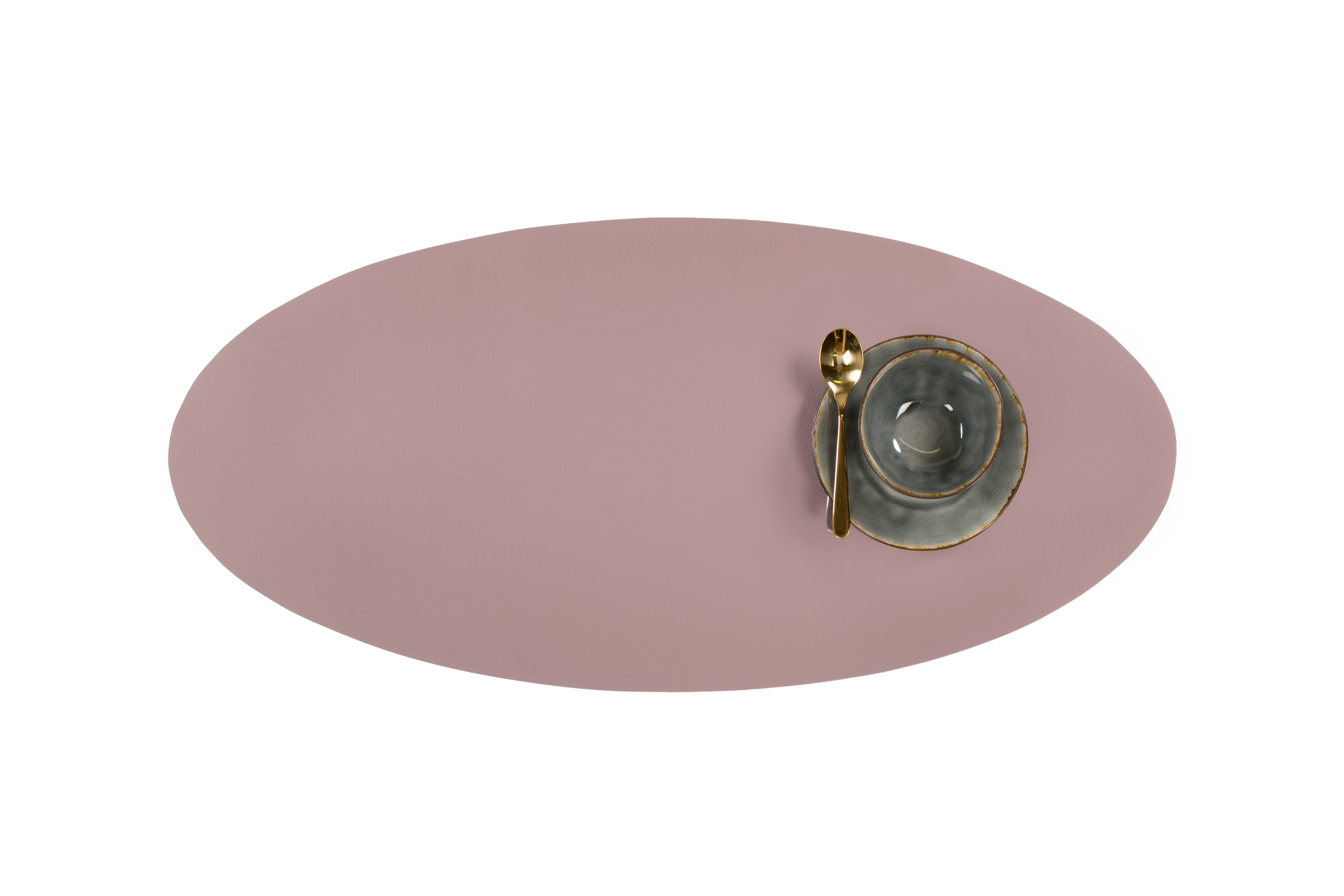 Centerpiece mat oval -Leather look imitation  33X70cm, mauve