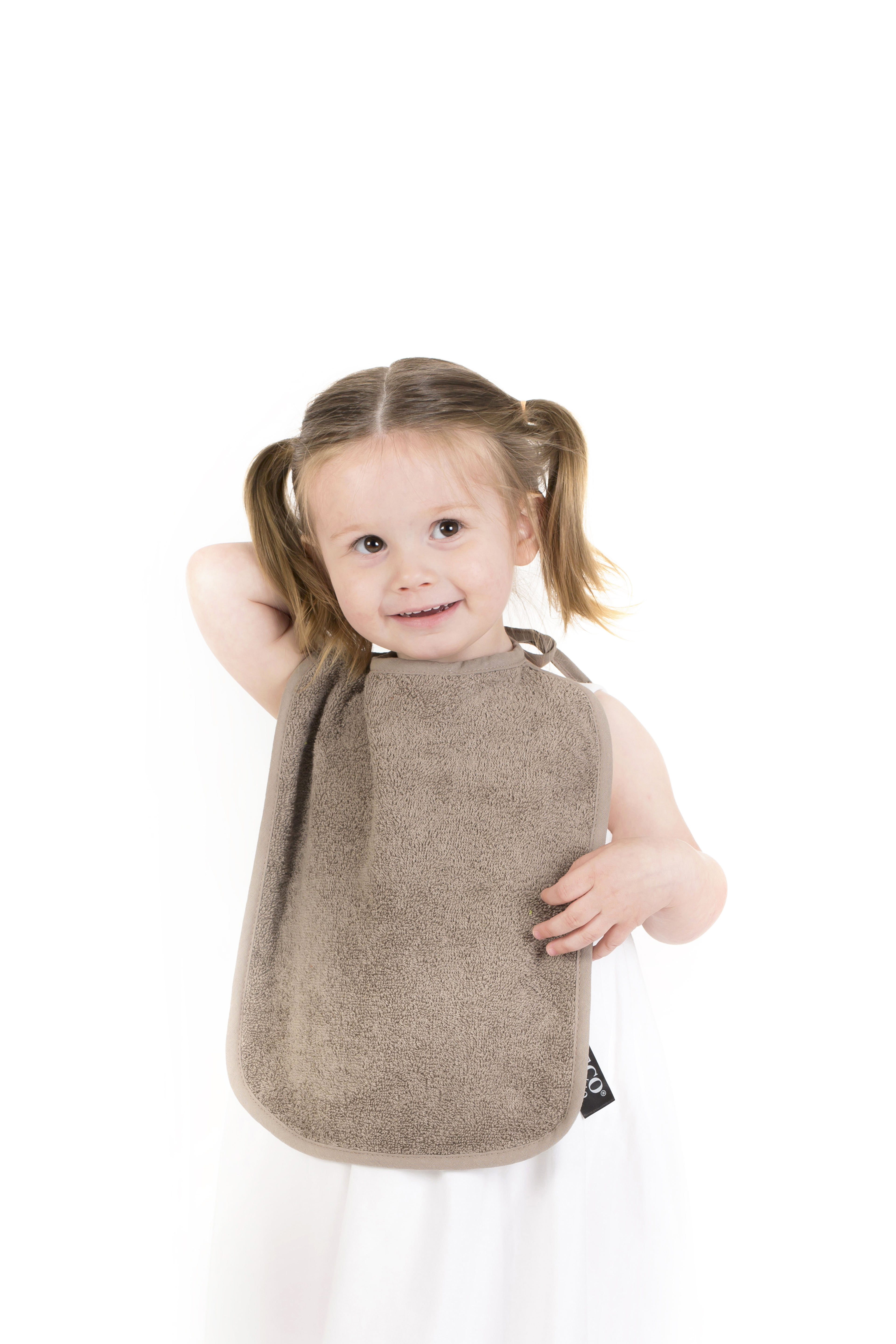 Baby bib with straps -  28x37 cm, taupe