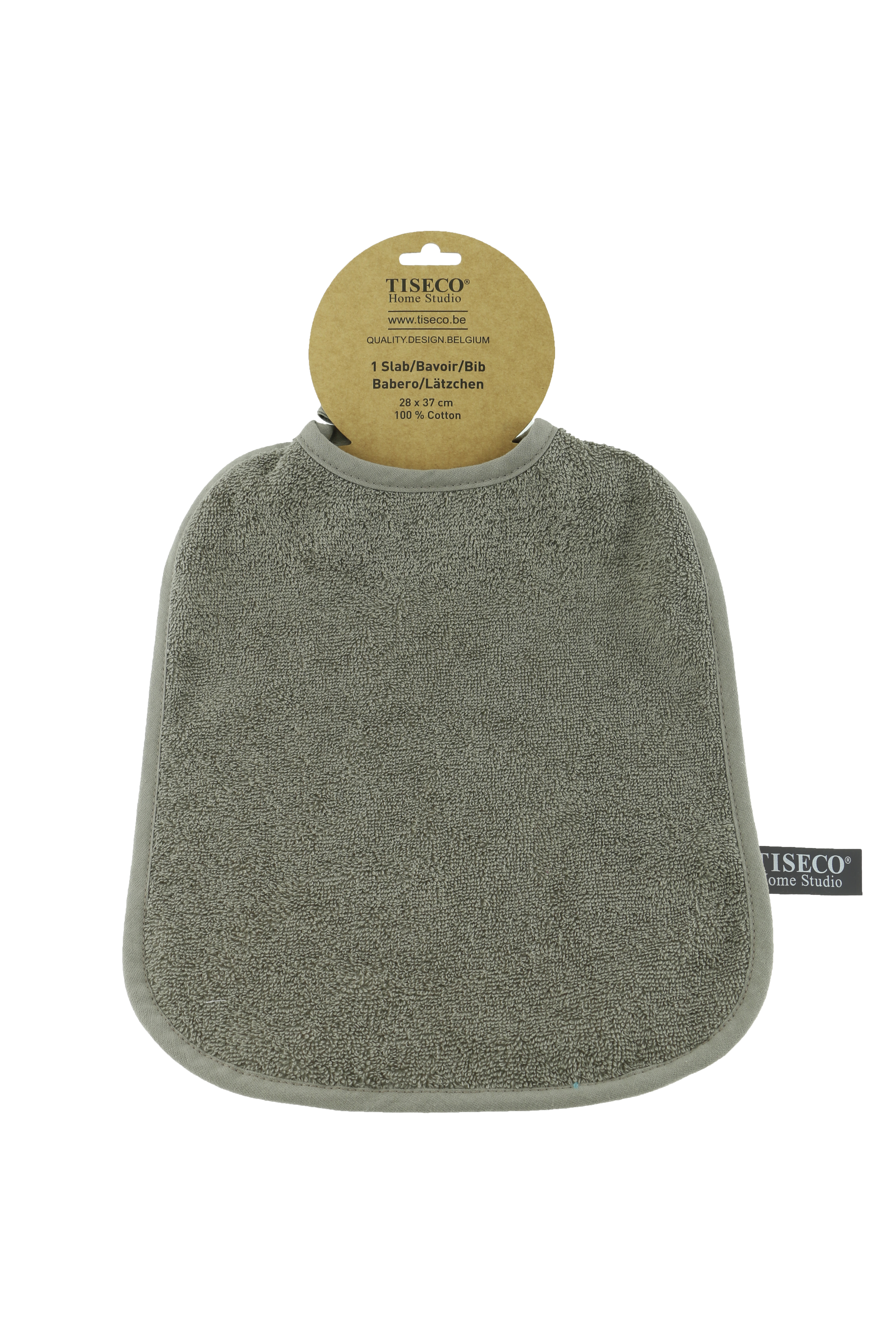 Baby bib with straps -  28x37 cm, taupe