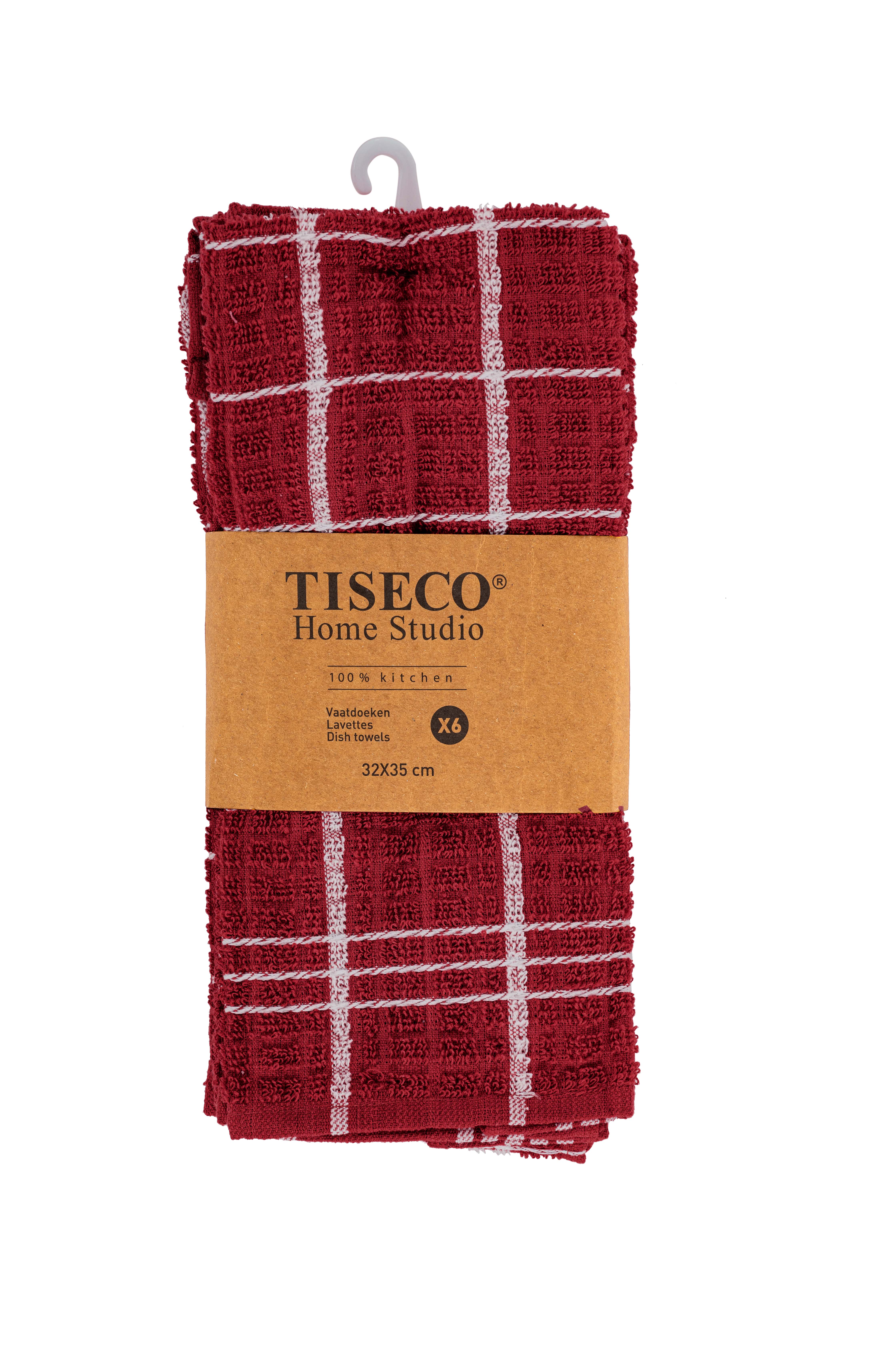 Torchon vaisselle OMAN - SET/6 -  32x35 cm, rouge