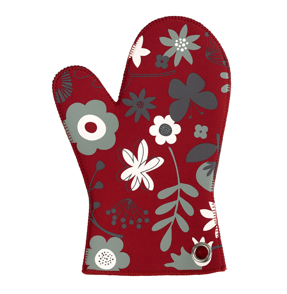Glove floral CC neoprene  18.5x28.5cm, red,2mm+ 4mm photopri