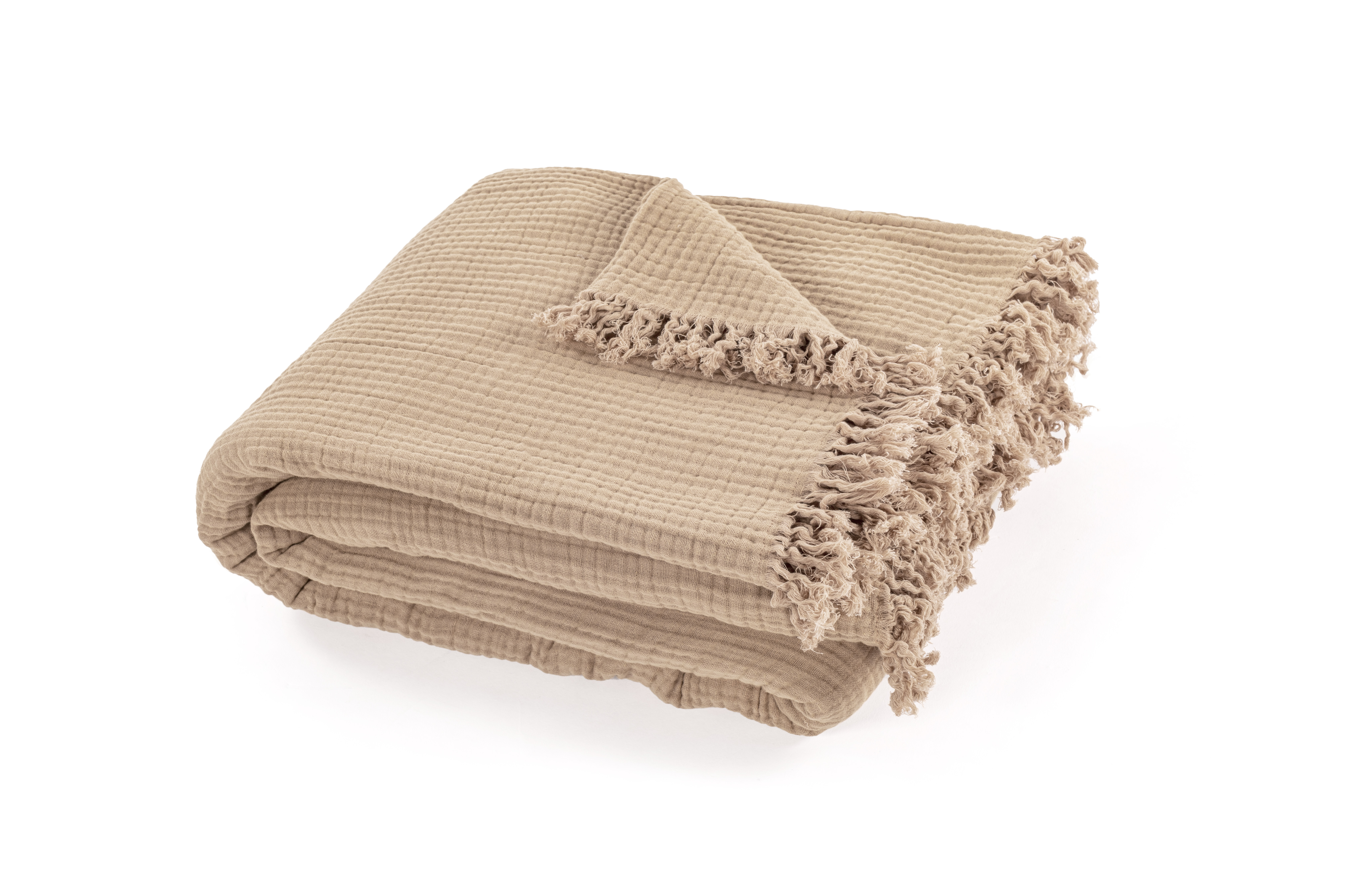 Throw cotton SUZETTE 130x160cm, sand