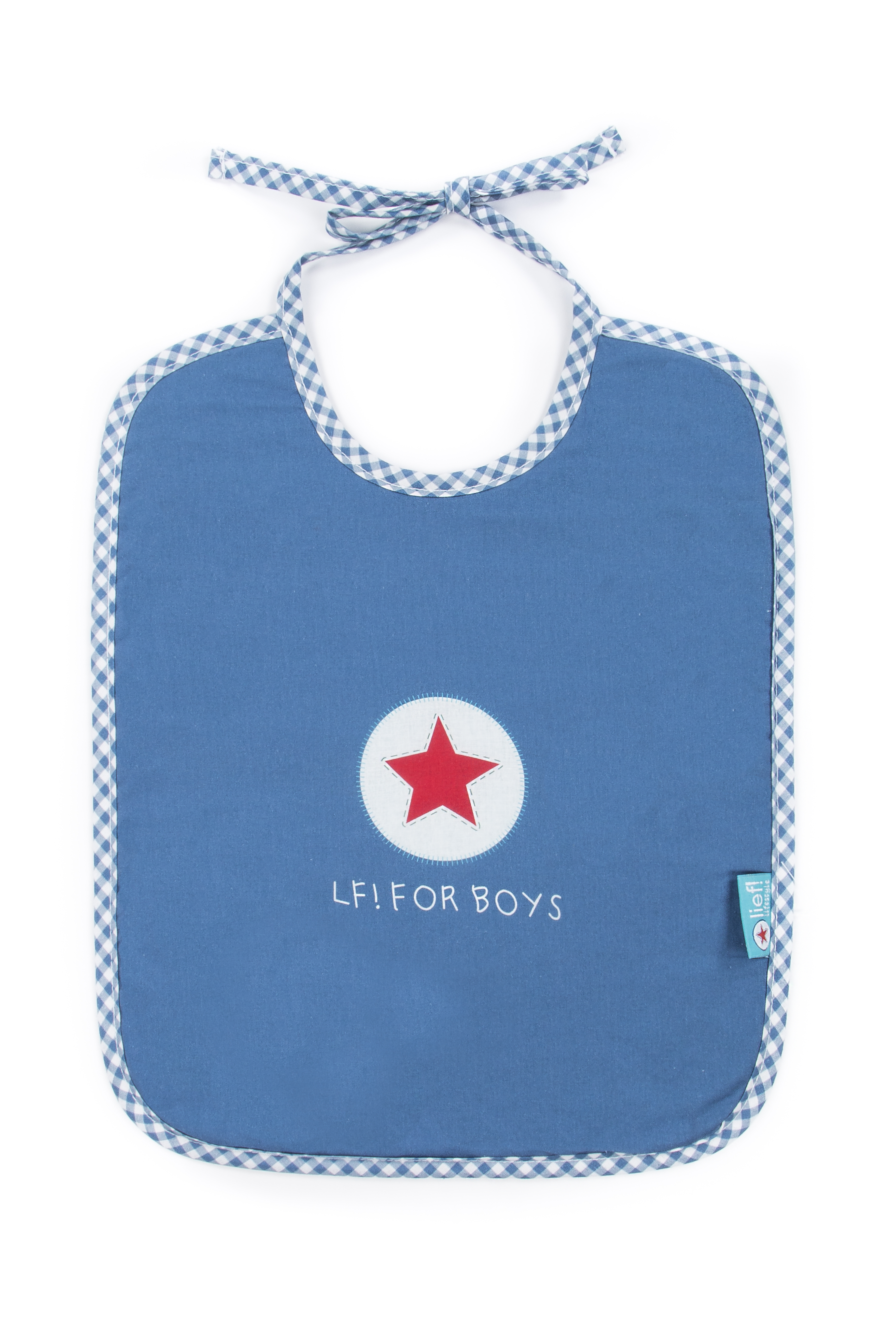 Bavoir with straps Boy, uni blue, 35x27 cm