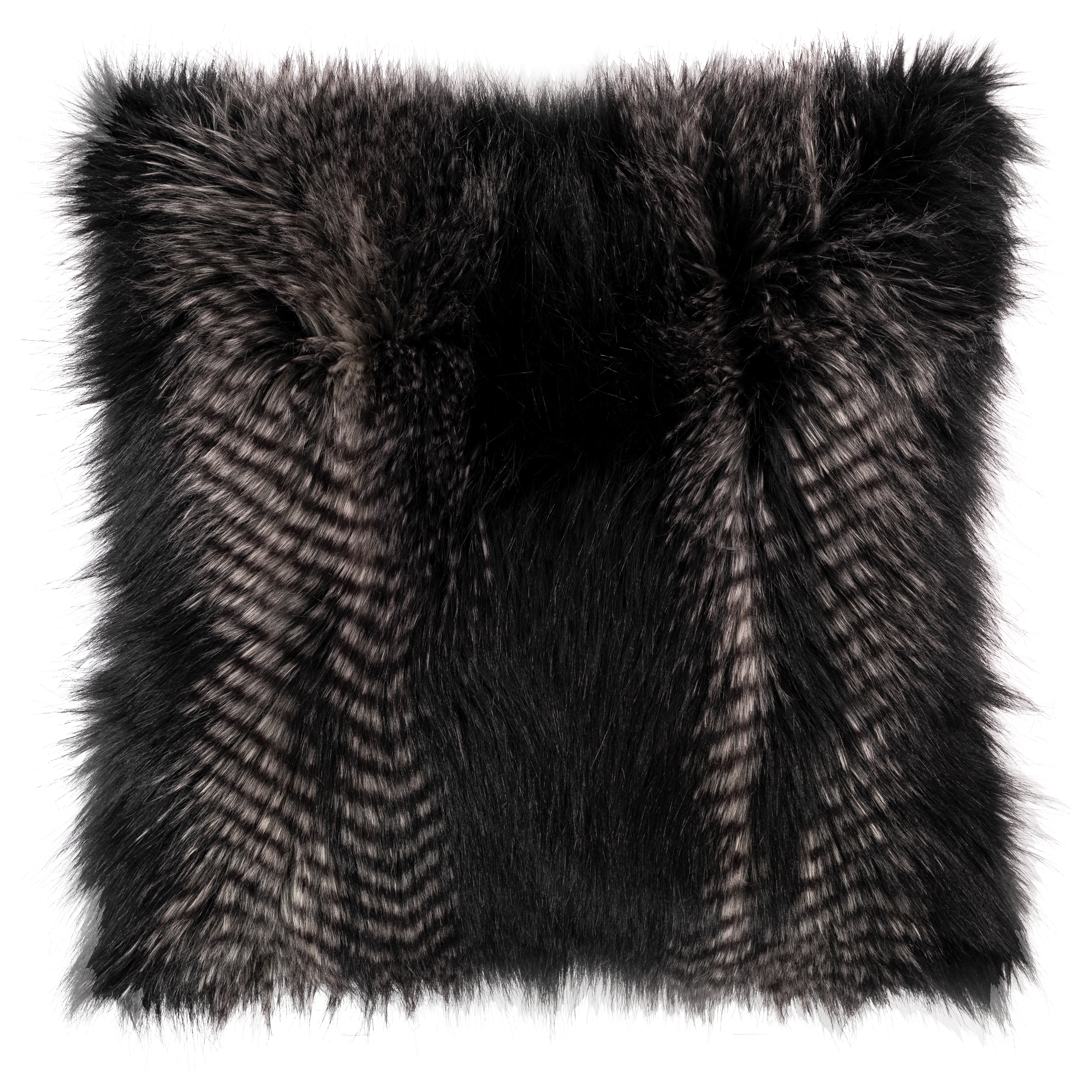 Cushion (filled) FOX fur - 45x45cm, black
