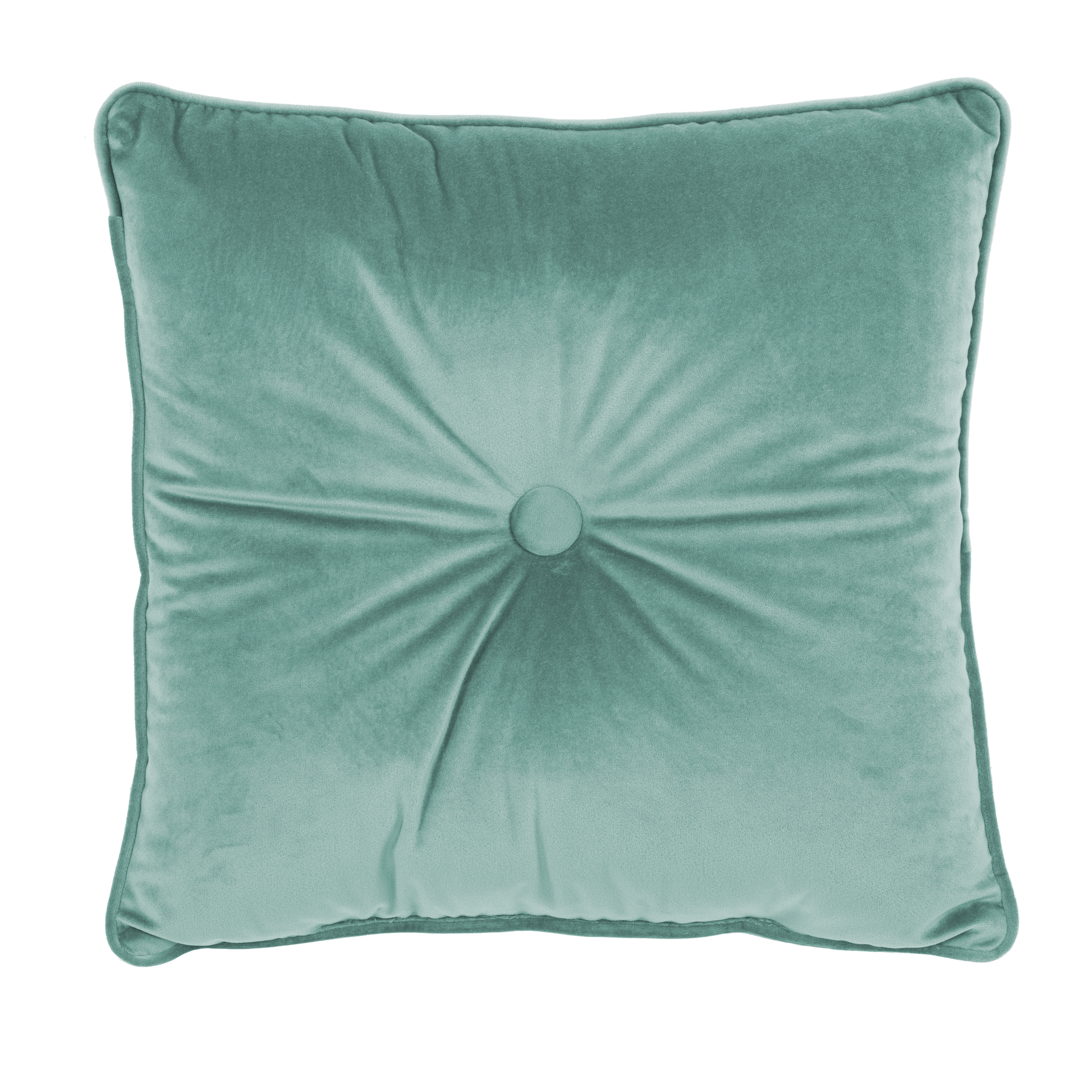 Cushion (filled) Microvelvet stone green 45X45CM (1 button)