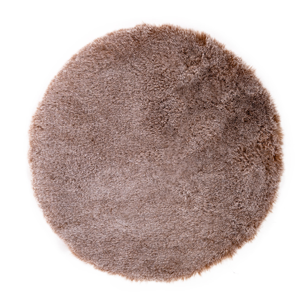 Tapis MELANGE rabbit fur-- round dia 35cm , taupe