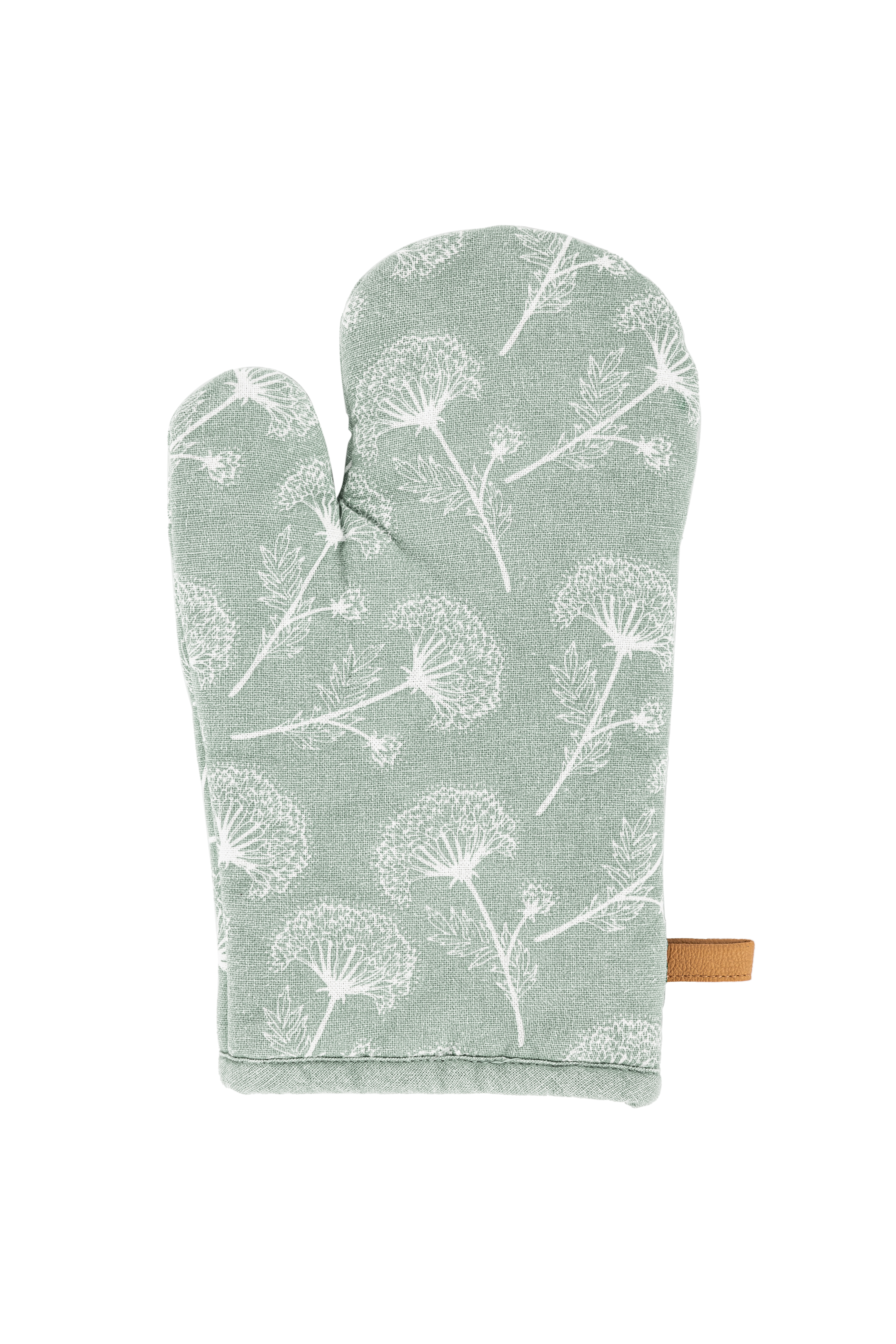 Glove MYRNA, floral printed,18x28cm, green