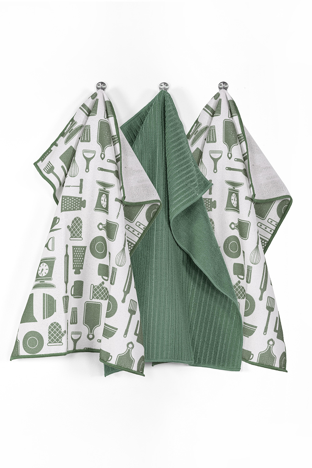 Kitchen towel ESSENTIAL, microfiber 40x48cm - Set/3, stone green