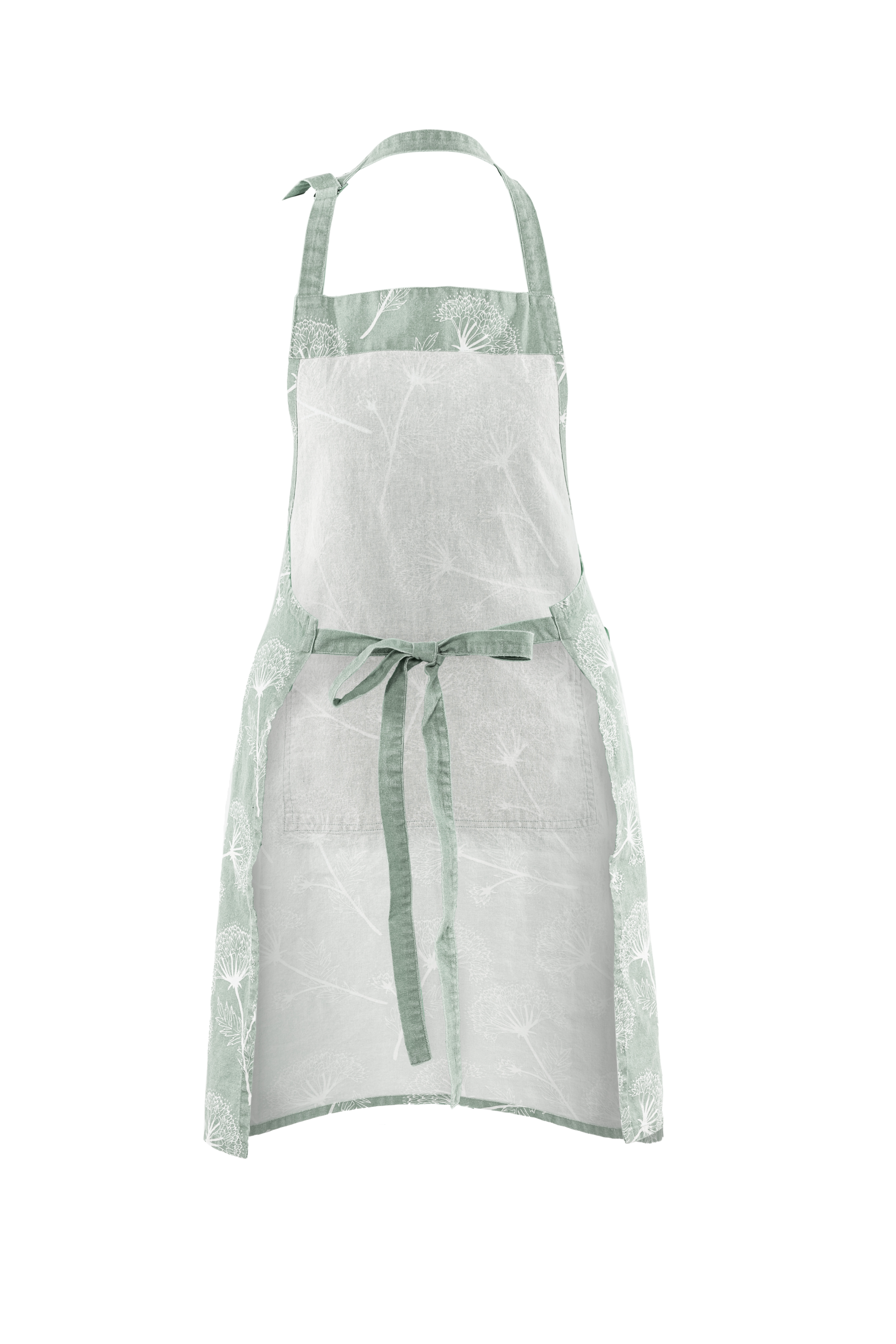 Apron MYRNA, floral printed,  74x85cm, green