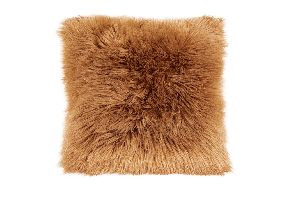 Coussin (rempli) peau de mouton + suede 45x45CM, indian tan