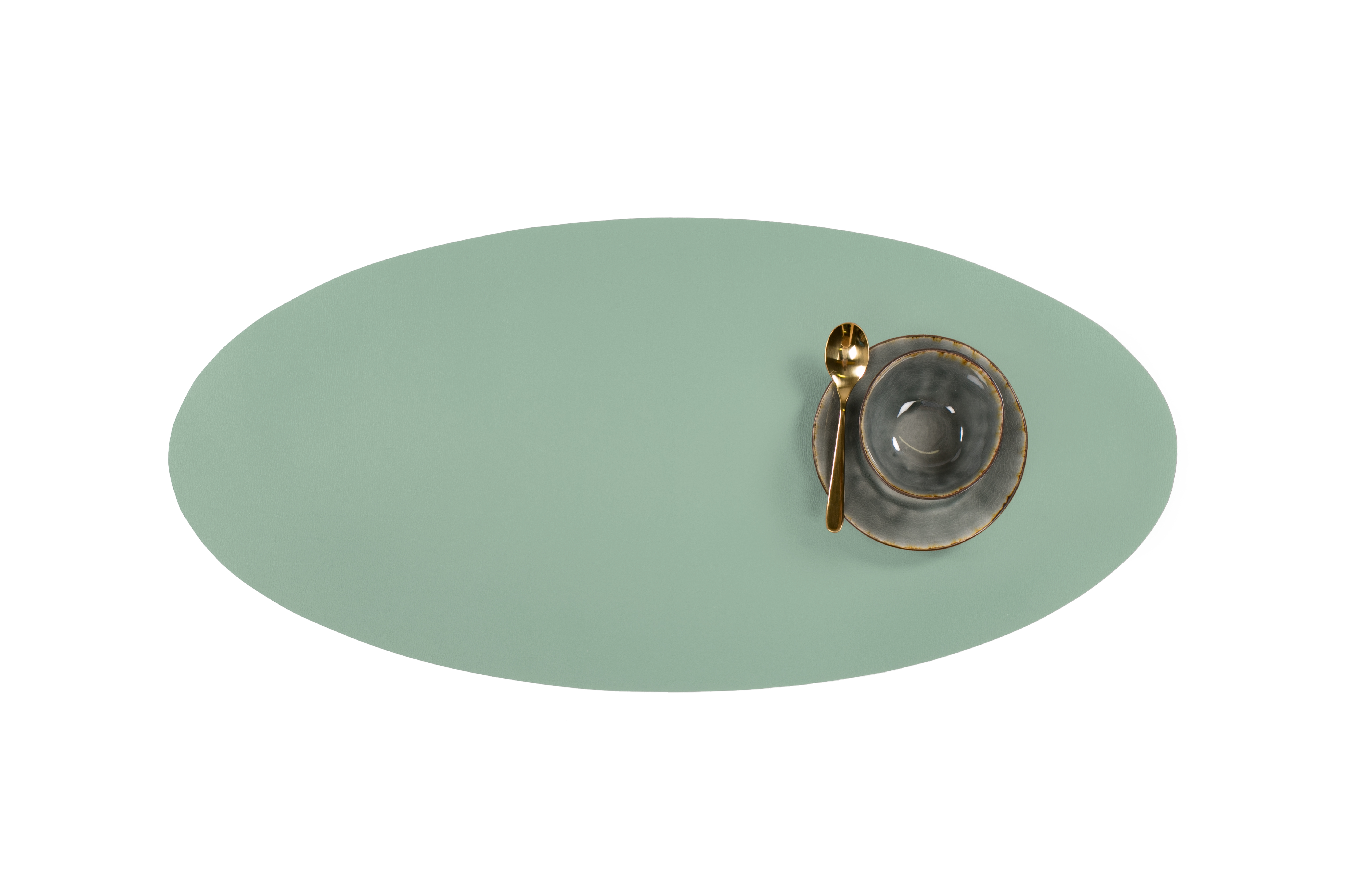 Centerpiece mat oval -Leather look imitation  33X70cm, green