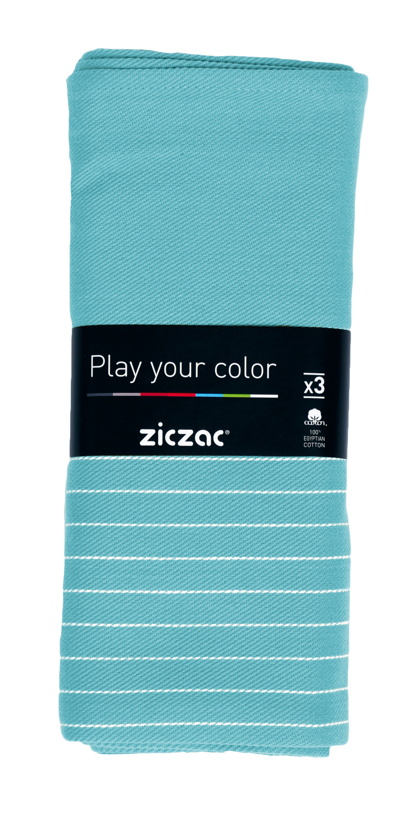 Torchon 50x70cm, set3,stripe coloured center, turquoise