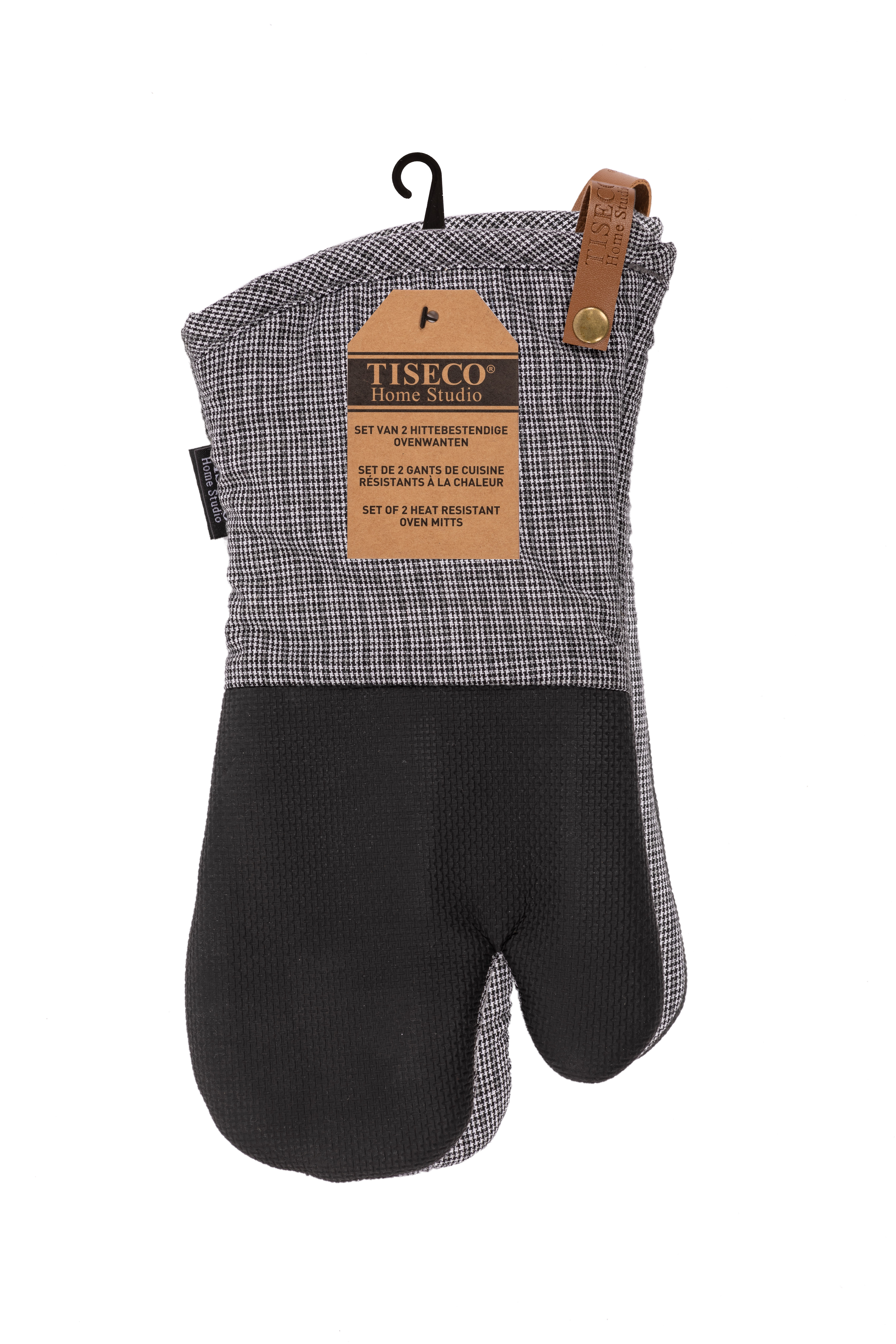 Ovenwant (1R + 1L) SHERLOCK HOUNDSTOOTH - 17x33 cm, zwart