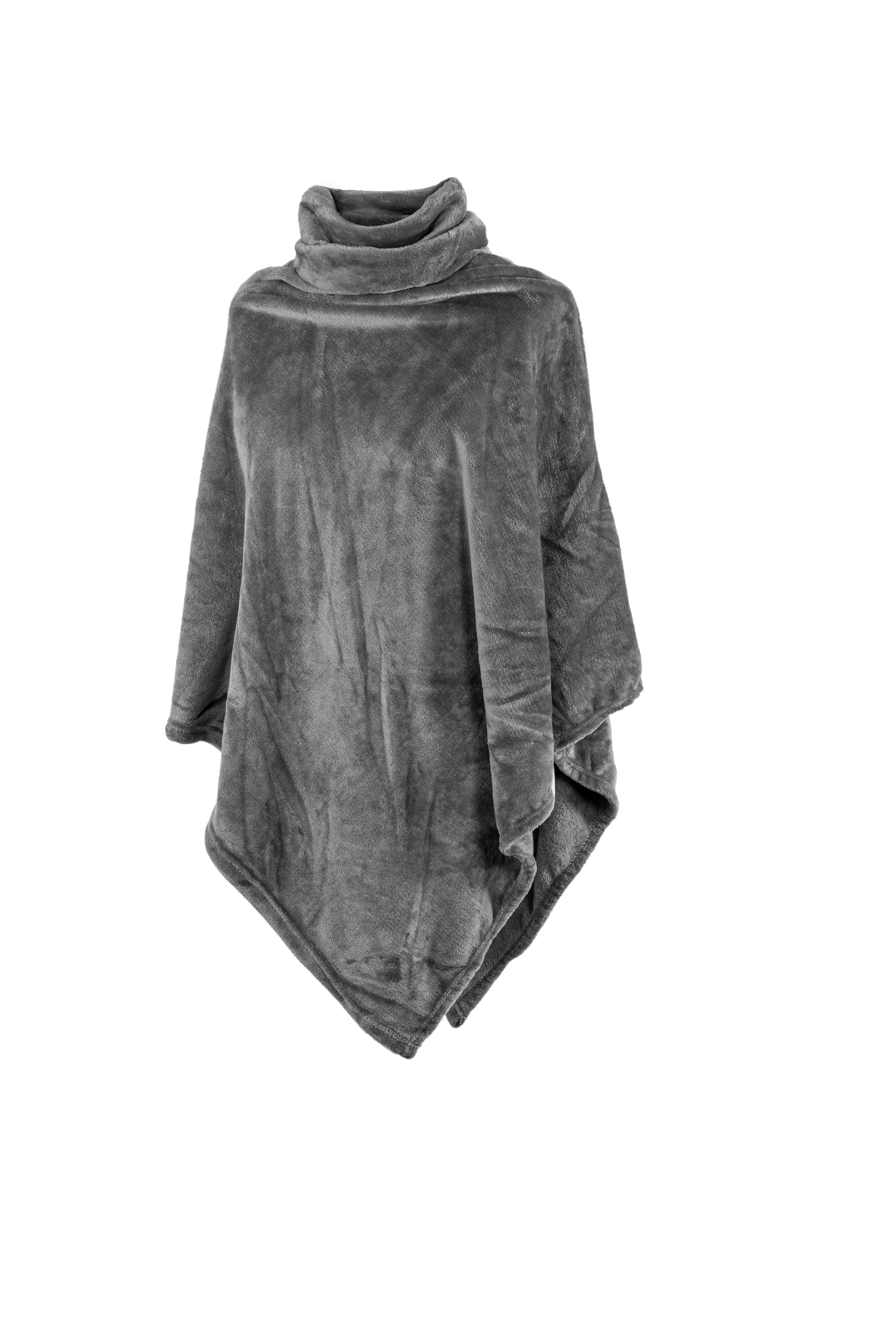 Poncho COSY collar, micro flannel - 80X80cm, grey