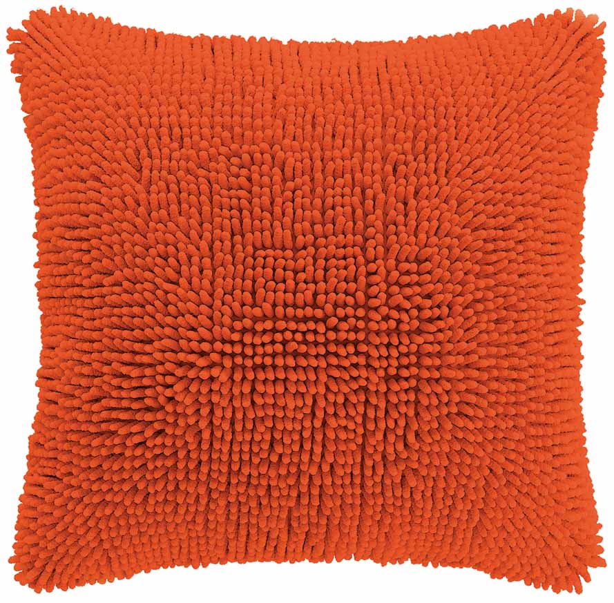 Cushion (filled) Shaggy Oranje, front+back + zipper