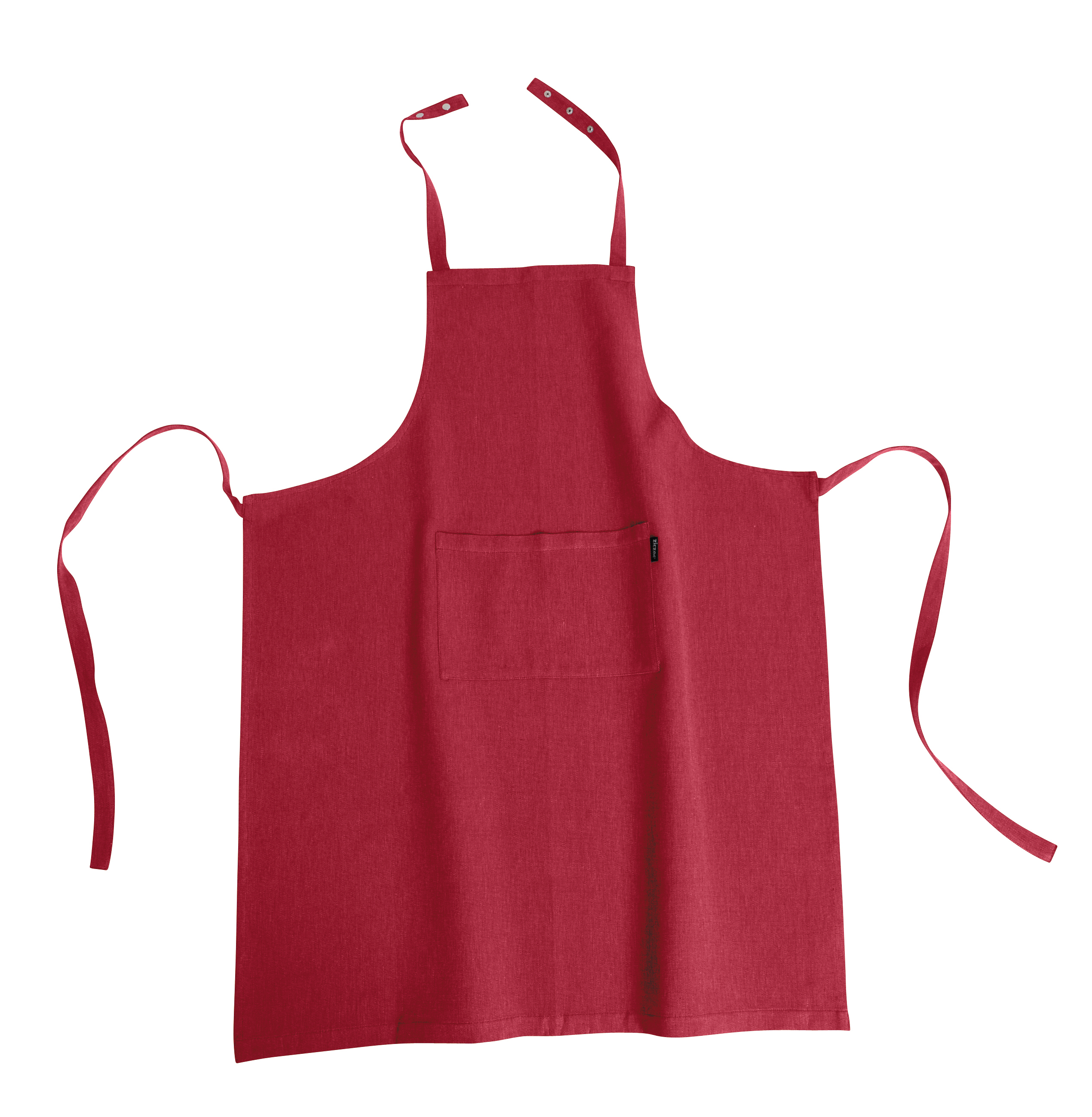 Apron Prof., Chambray, 85x105 cm,  pressbuttons+pocket red