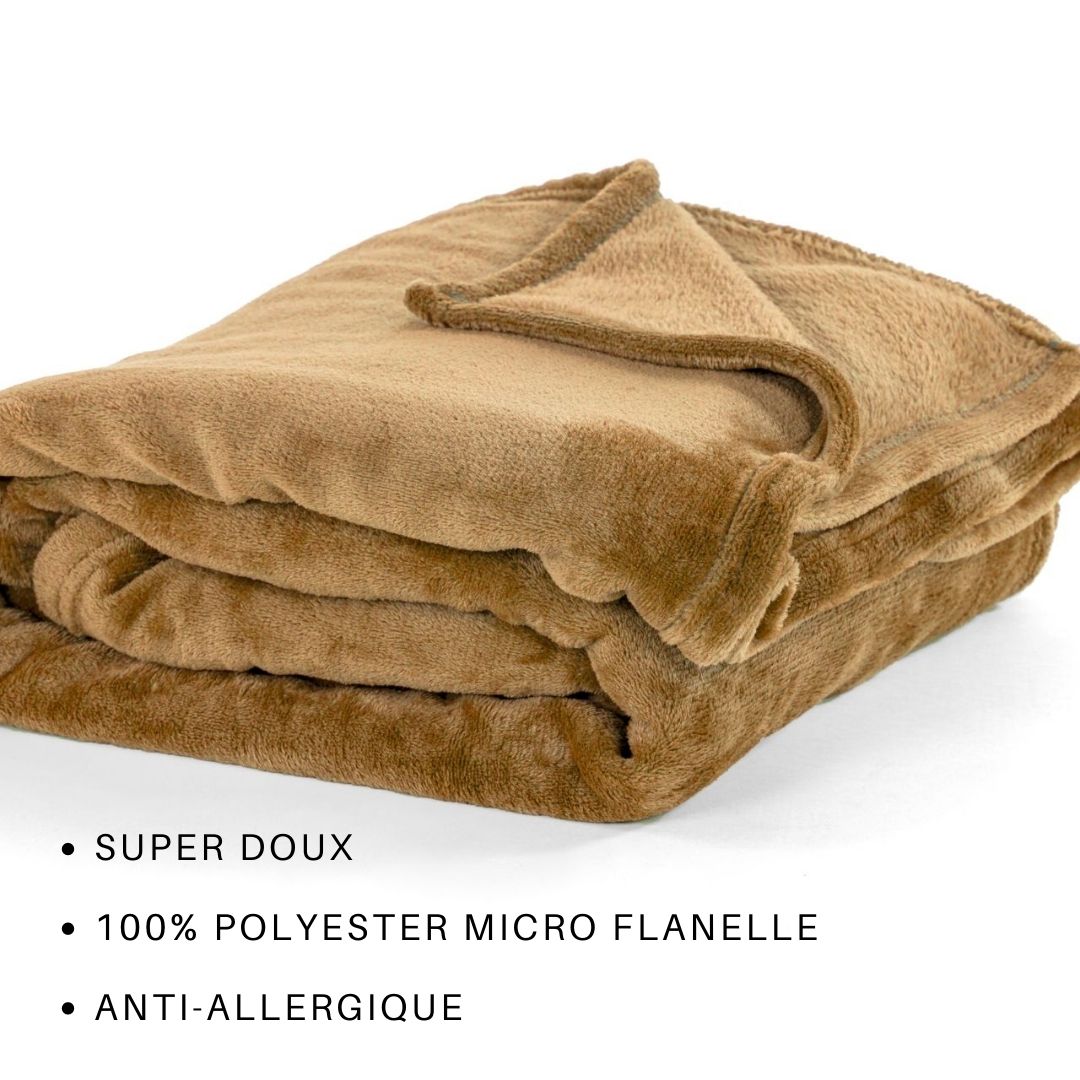 Plaid COSY Microflannel 240x220cm, indian tan