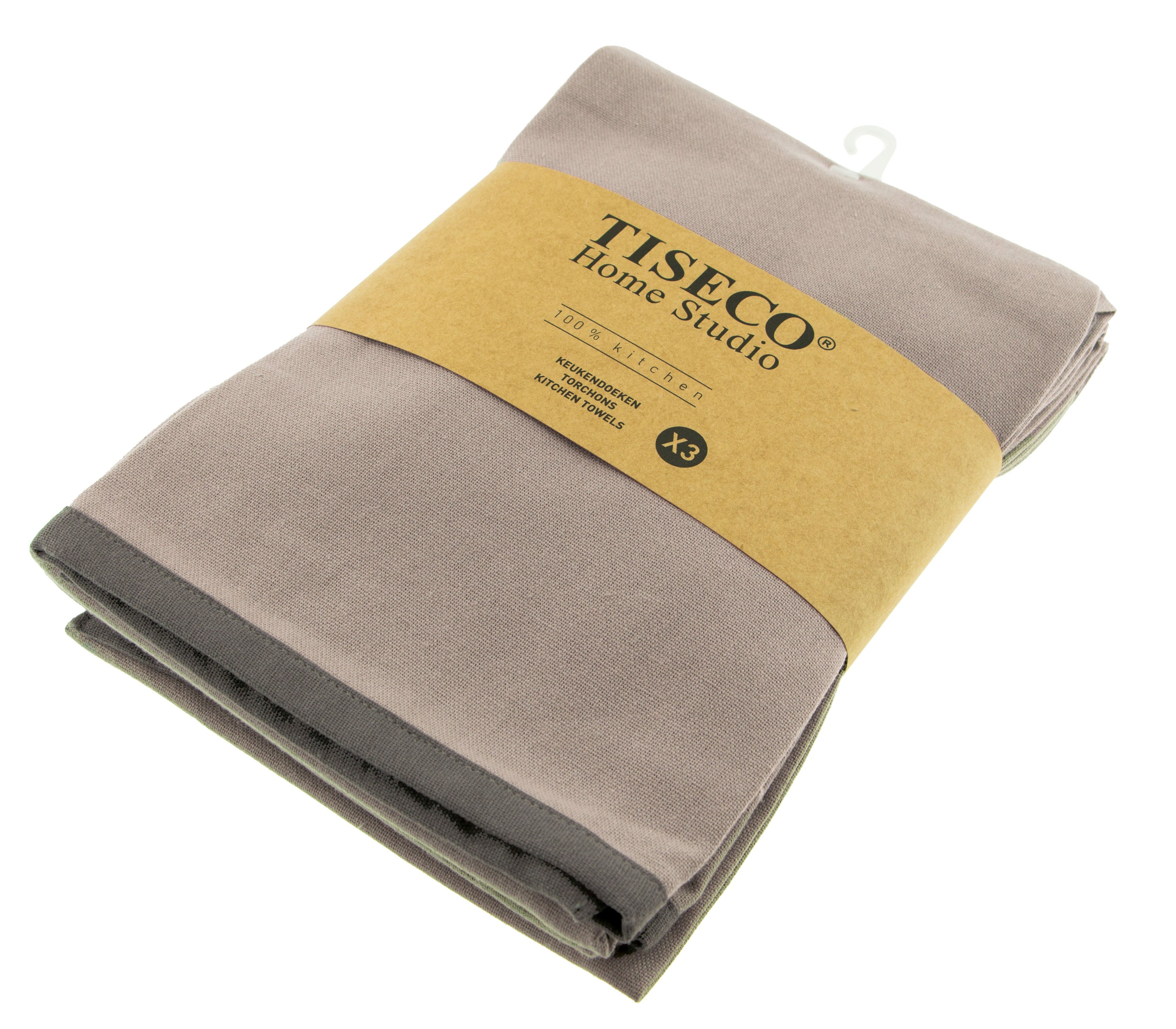 Kitchentowels solid 50x70,+J-hook, taupe,set3