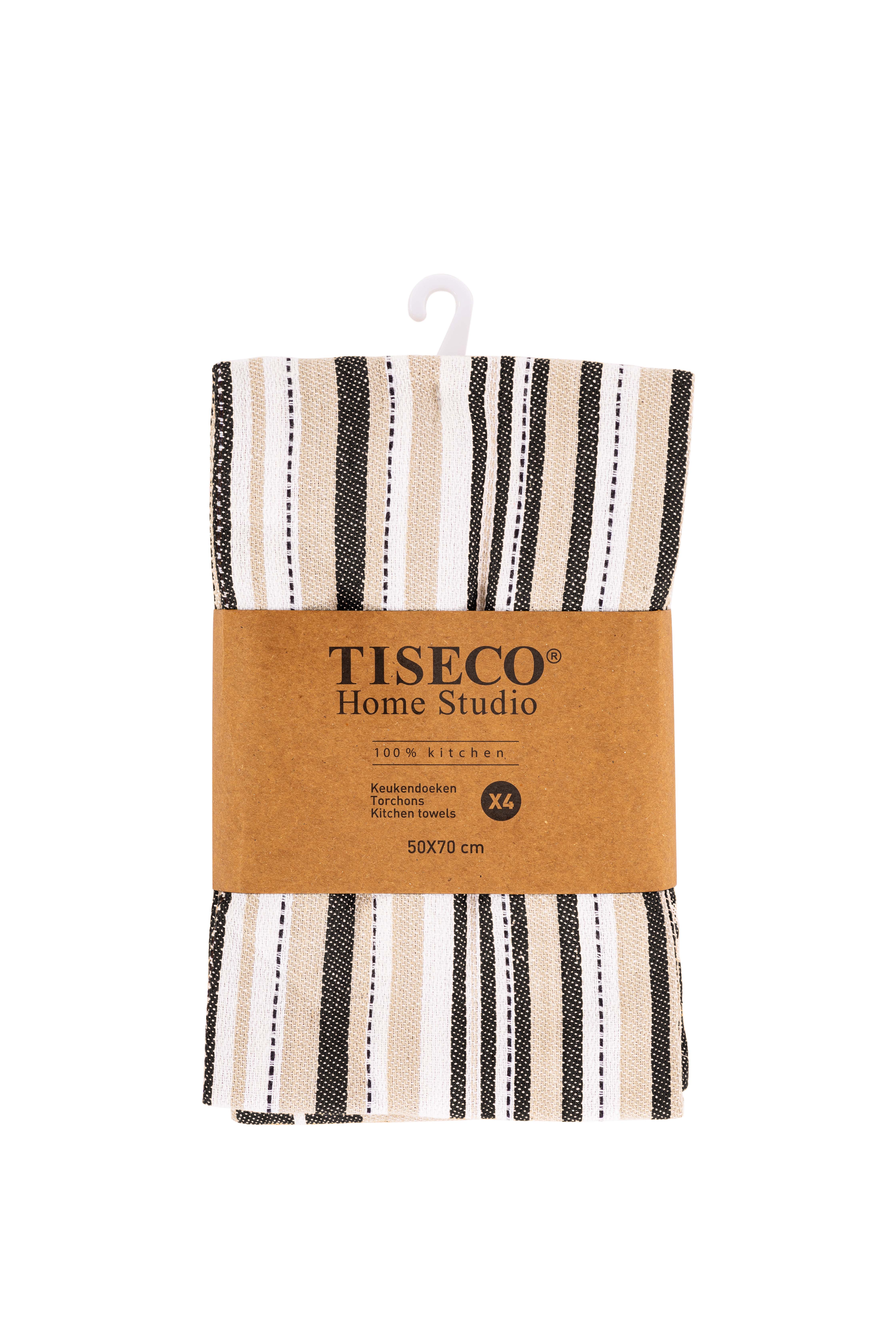Torchon MULTILINES - SET/4 - 50x70 cm, noir