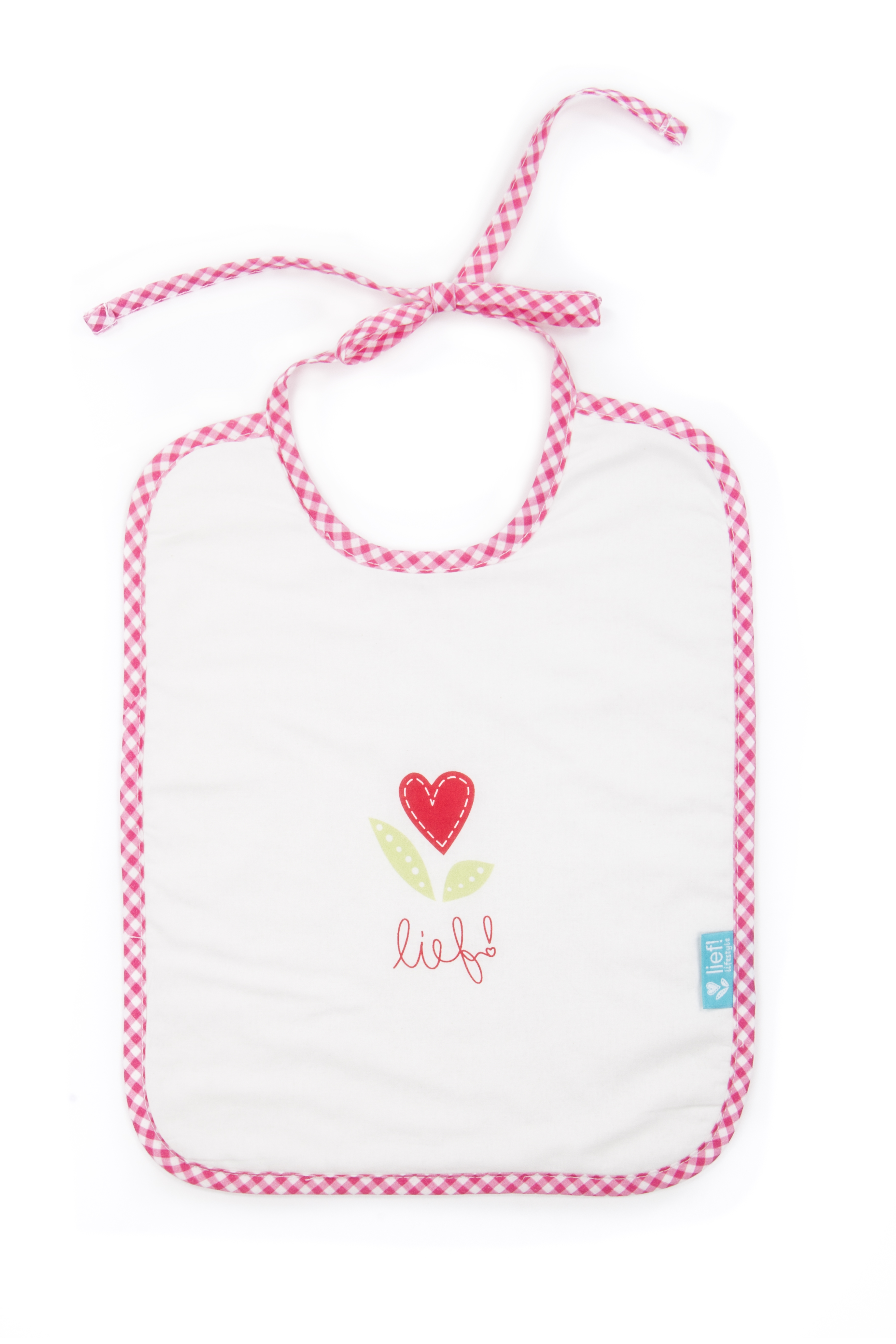 Bib with straps Girl, uni white, 35x27 cm