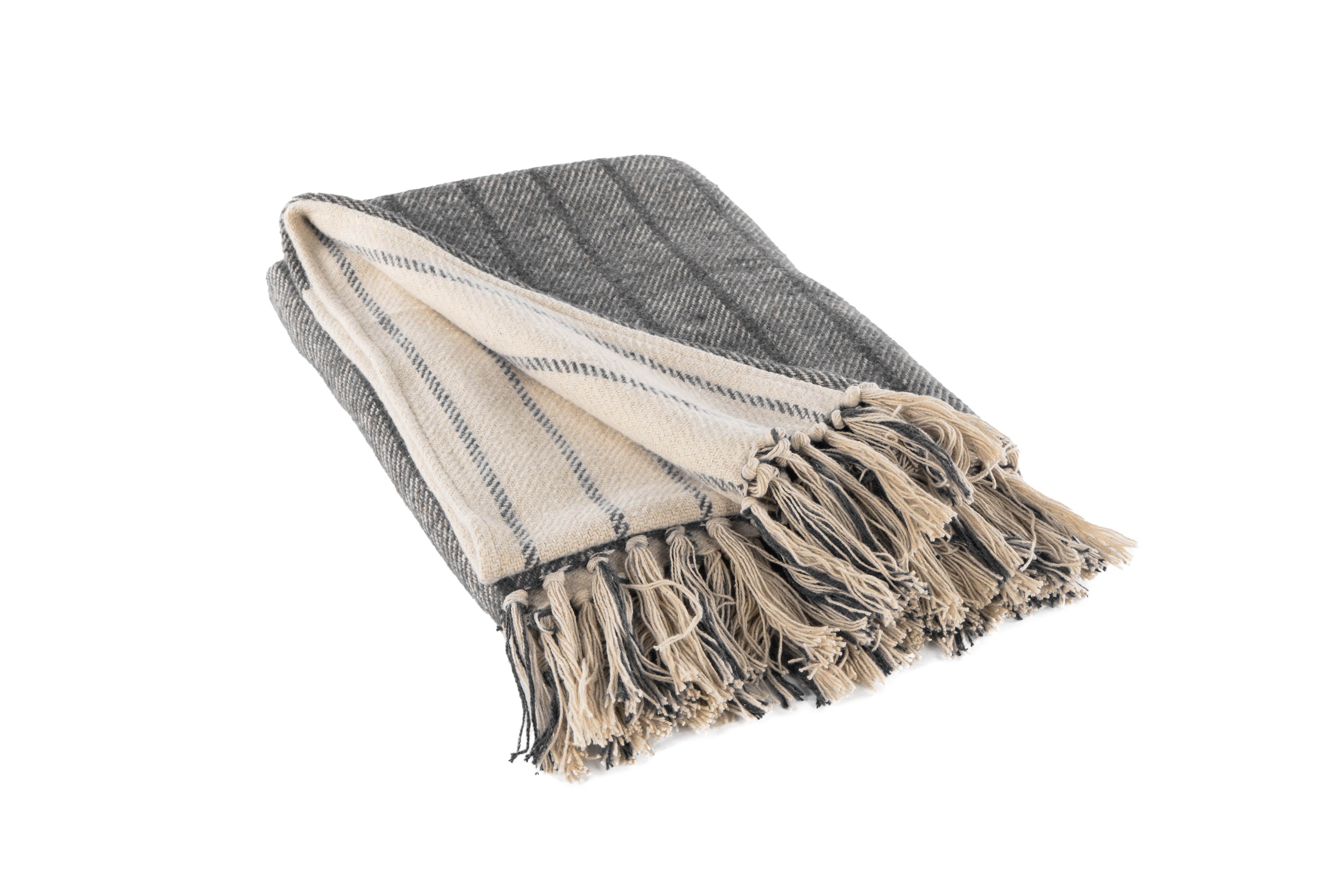 Plaid ALMA met franjes - 130x160 cm, zwart