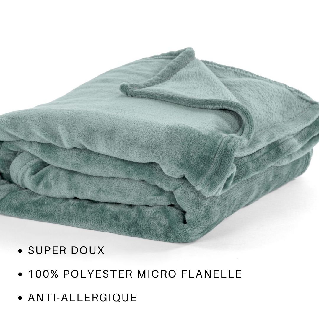 Plaid COSY Microflannel 130x160cm, sage green