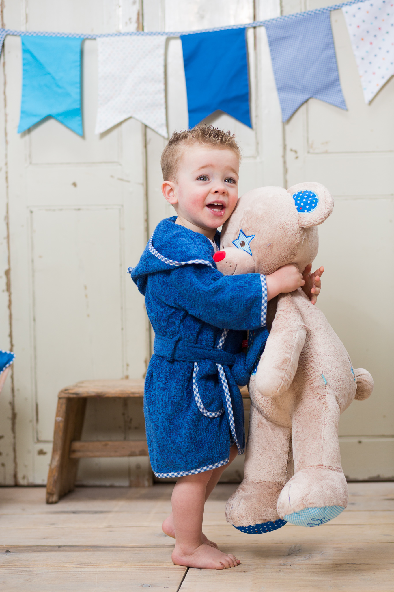 Baby bathrobe Boy uni blue, 1-2 year