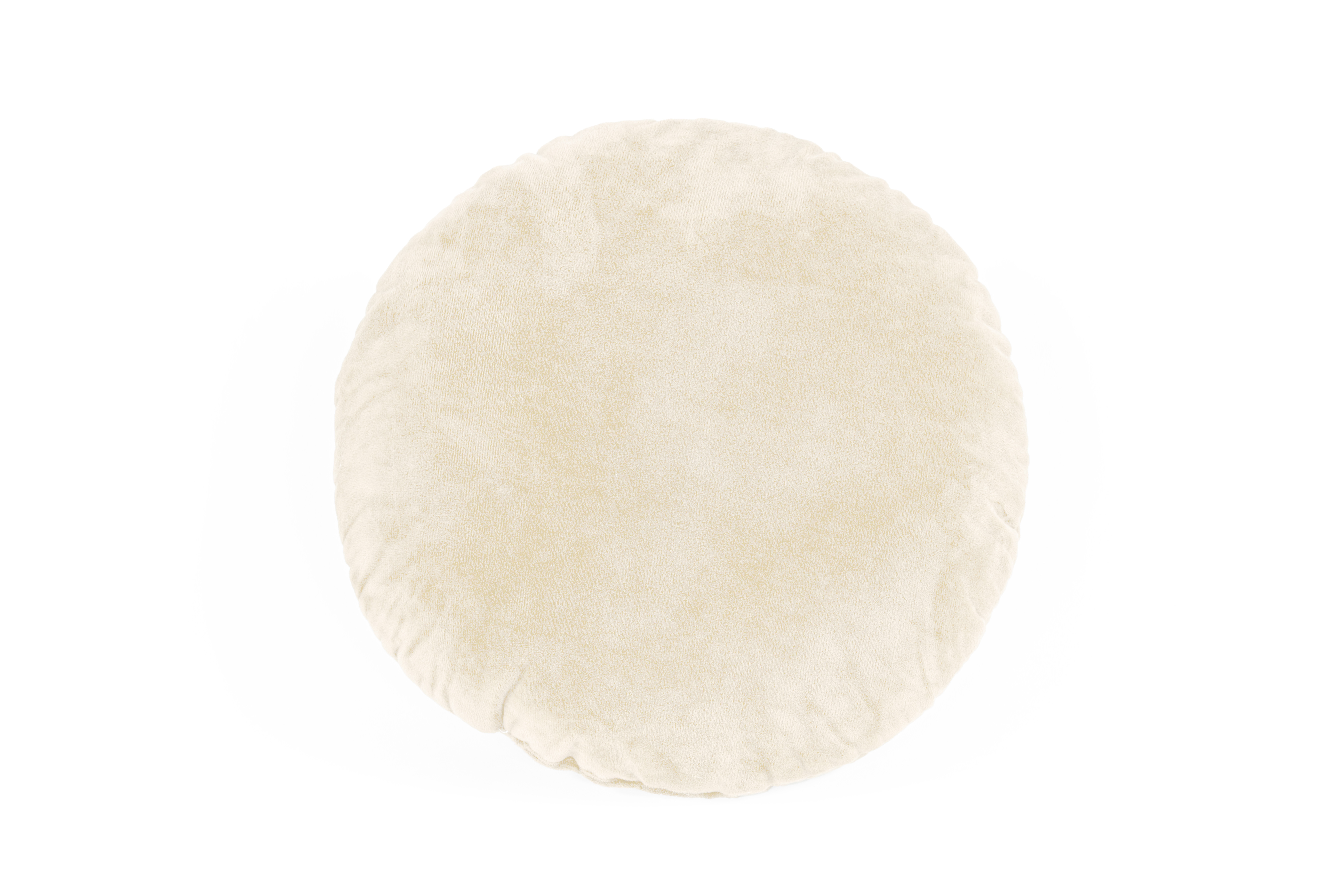 Cushion (fillled) Crystal Velvet dia 38 cm, ivory