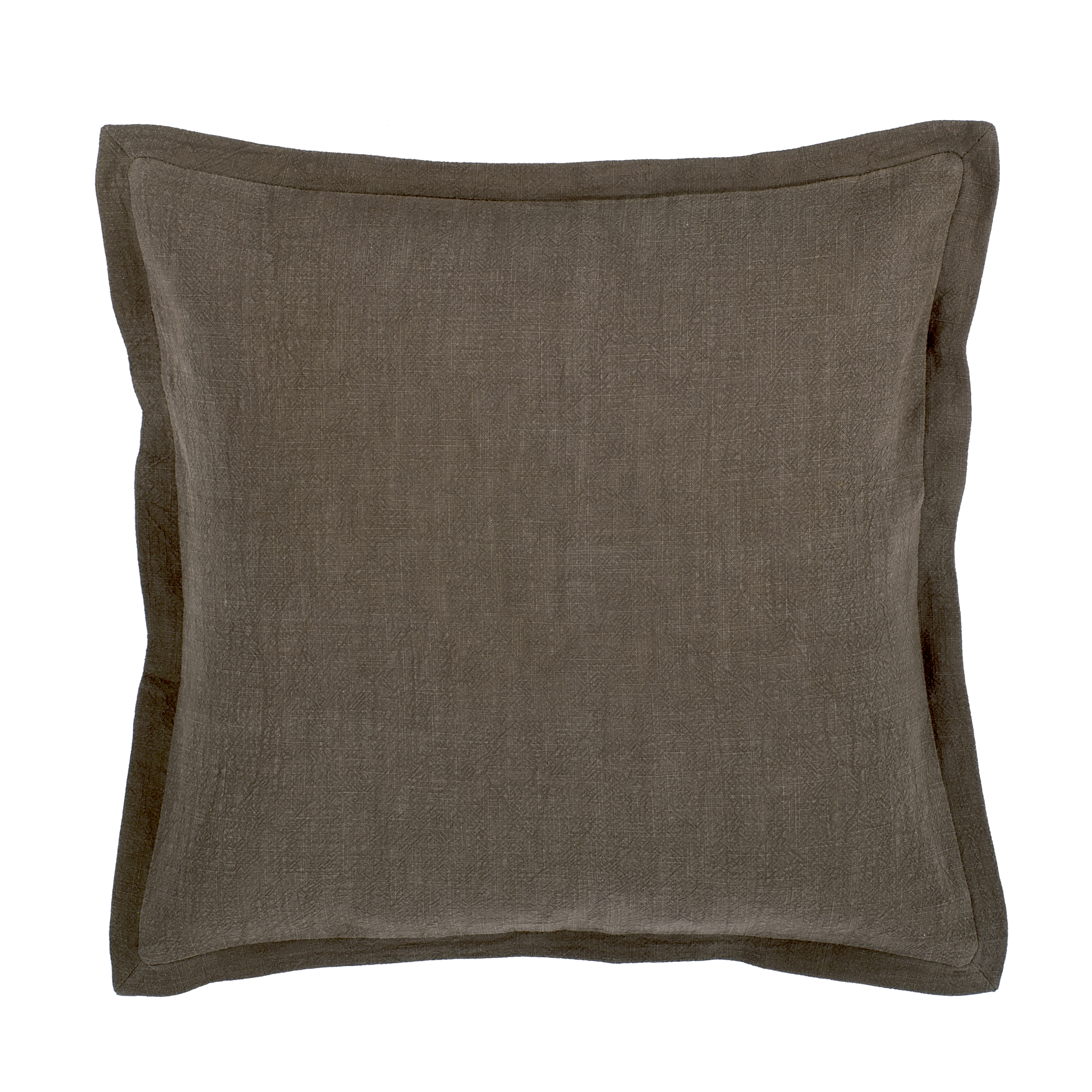 Cushion (filled) uni linen 45X45CM with button, taupe