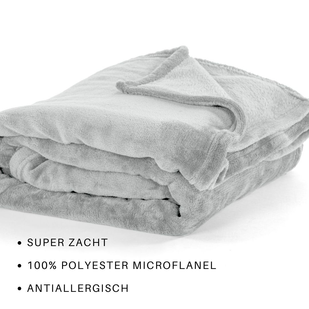 Plaid COSY Microflannel 240x220cm, light grey