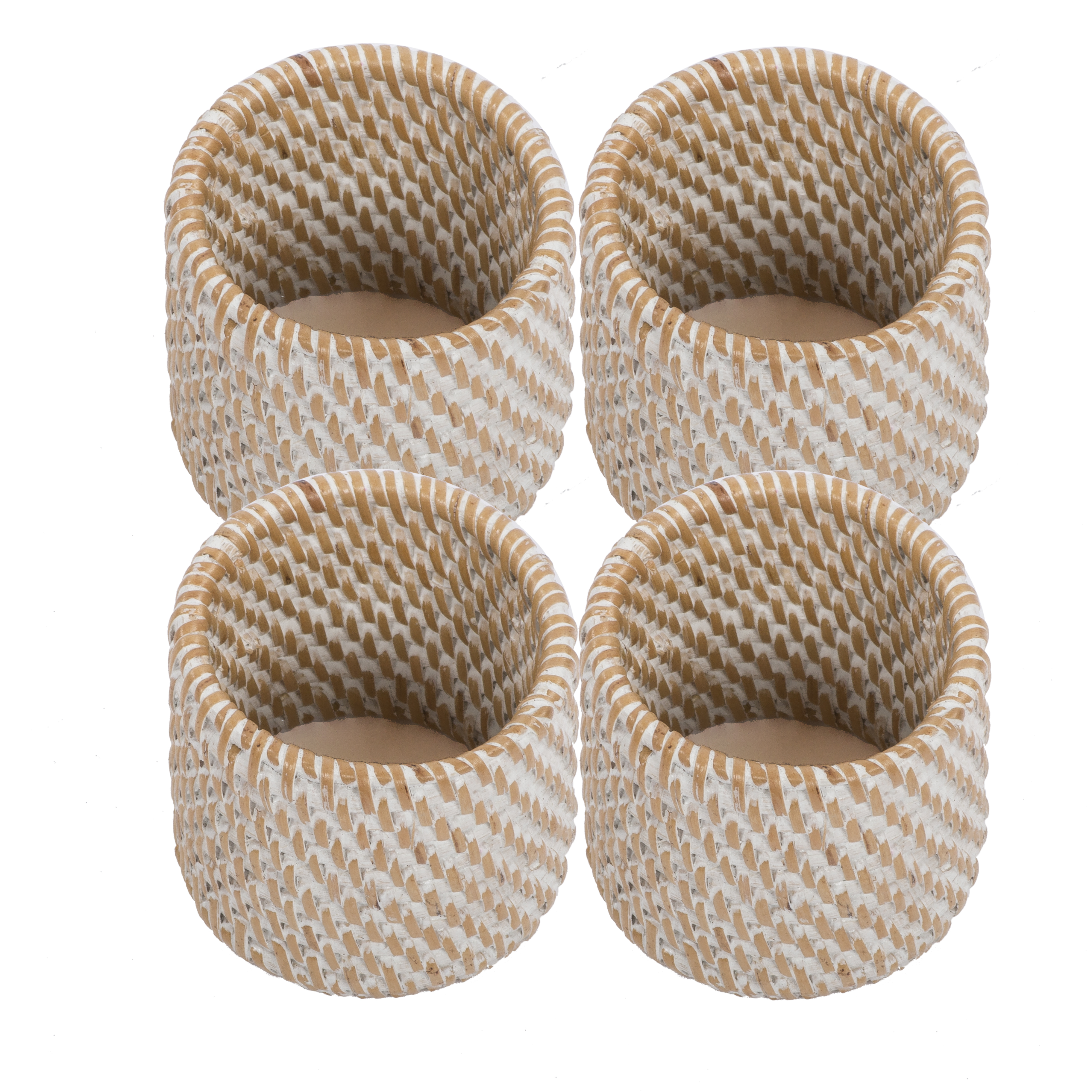 Napkin rings RATTAN  - SET/4 - 4,5x5 cm, white