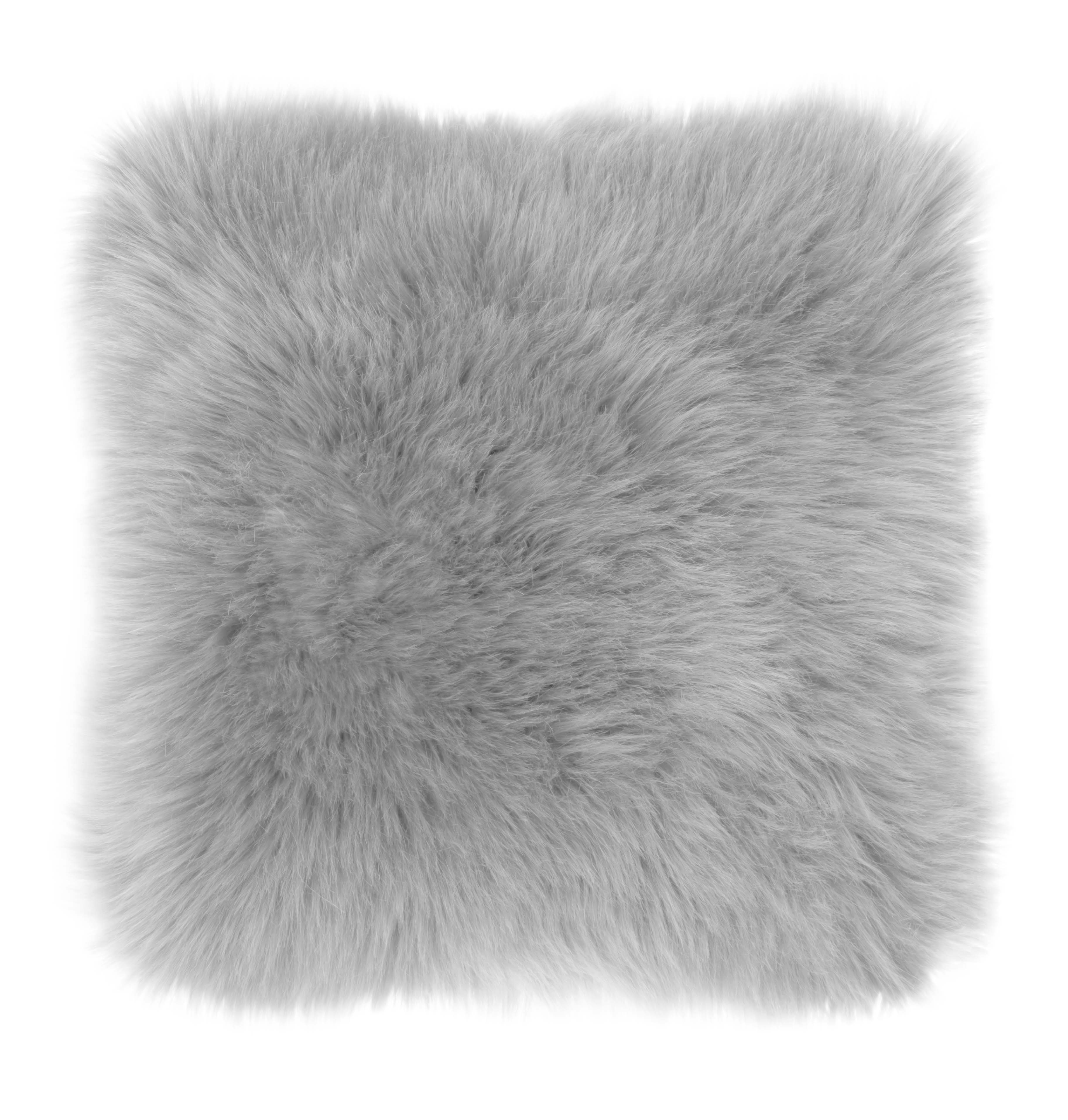 Cushion (filled) sheepskin + suede 45x45CM, light grey
