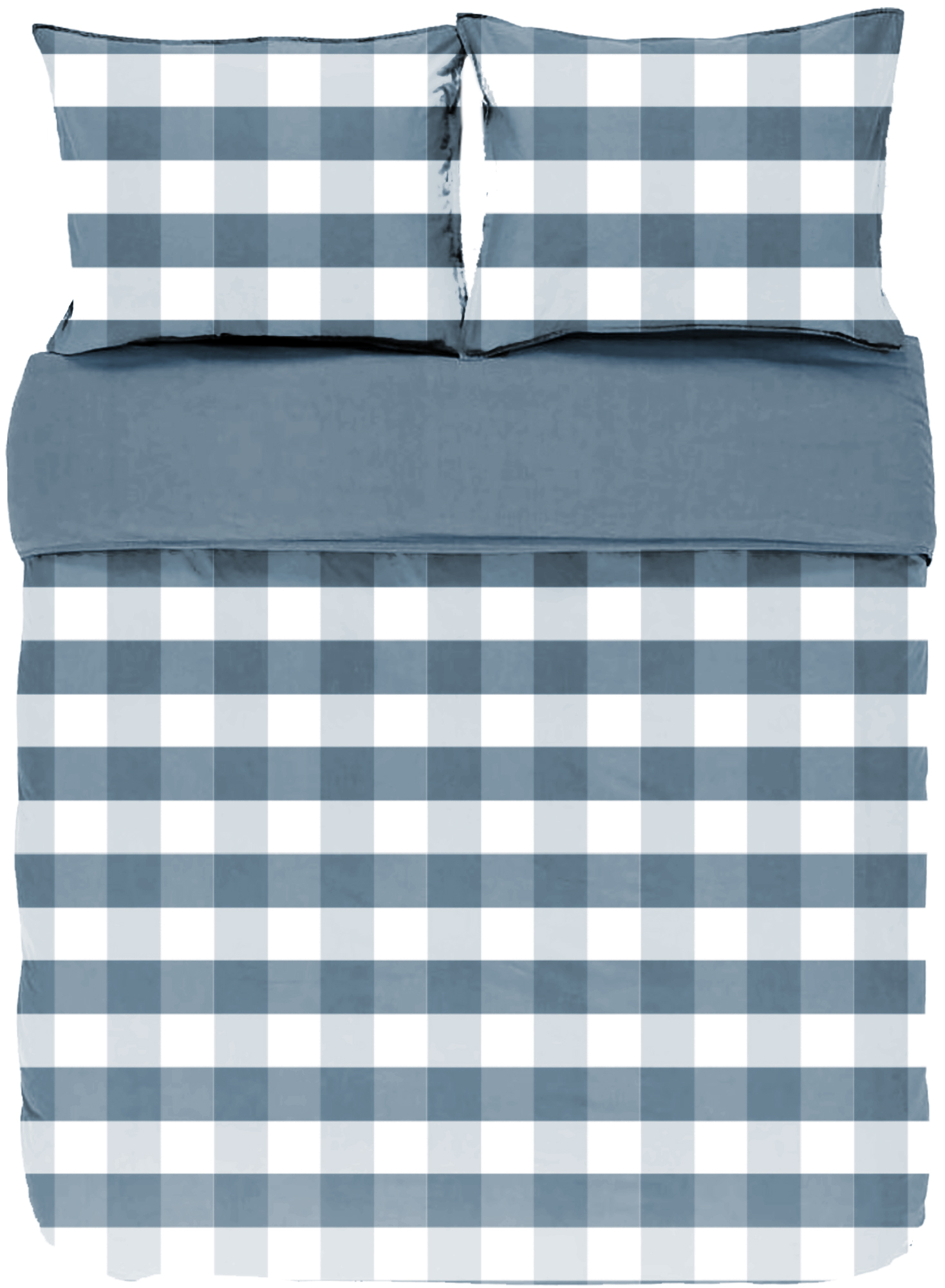 Housse de couette EMMA, Stone washed check coton, 240x220, bleu