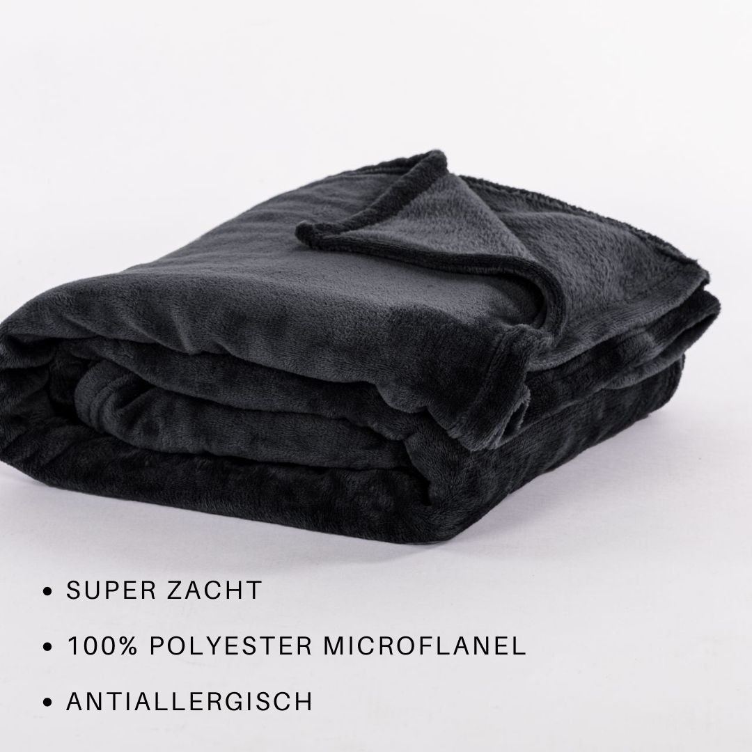 Plaid COSY Microflannel 240x220cm, black