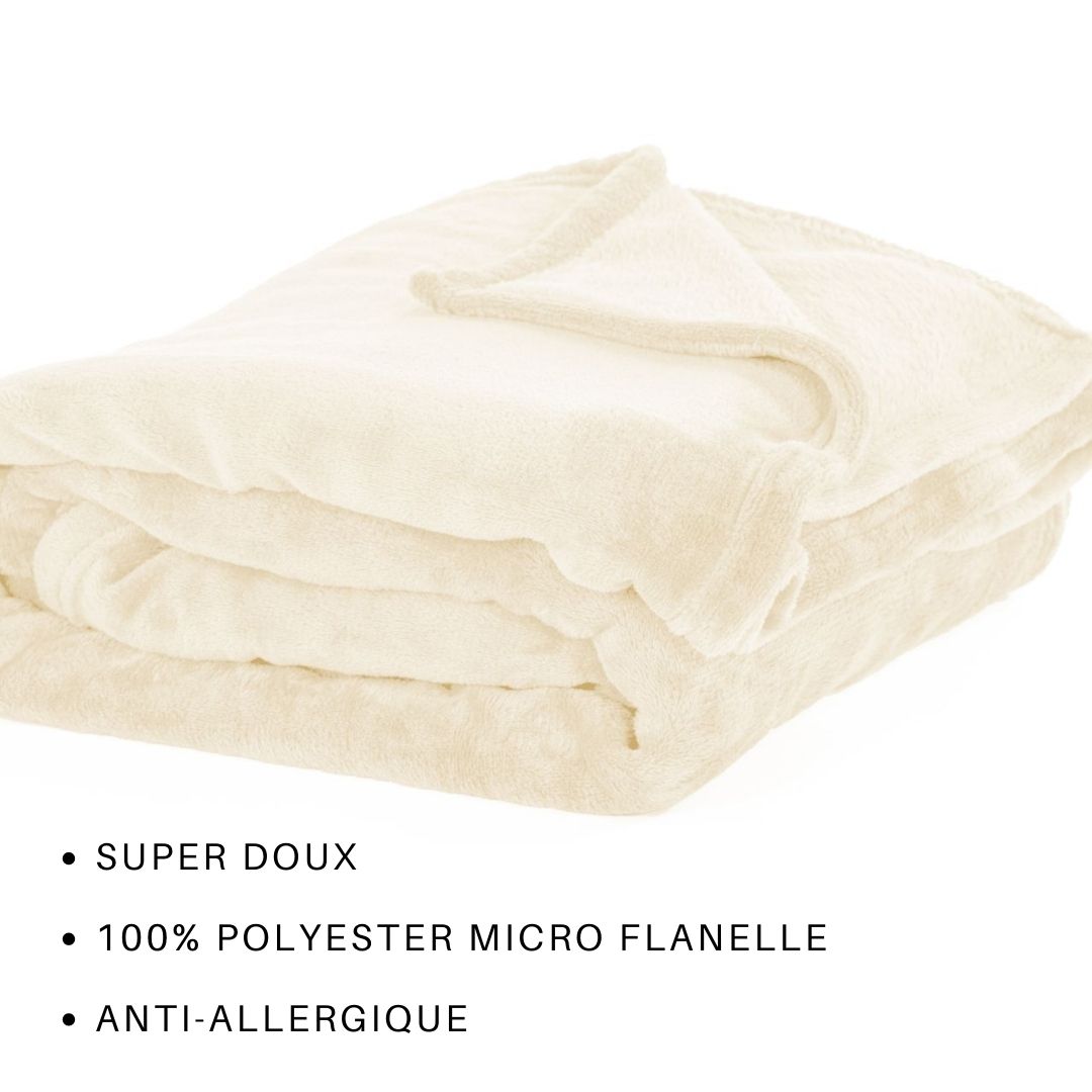 Plaid COSY Microflannel 240x220cm, ivory