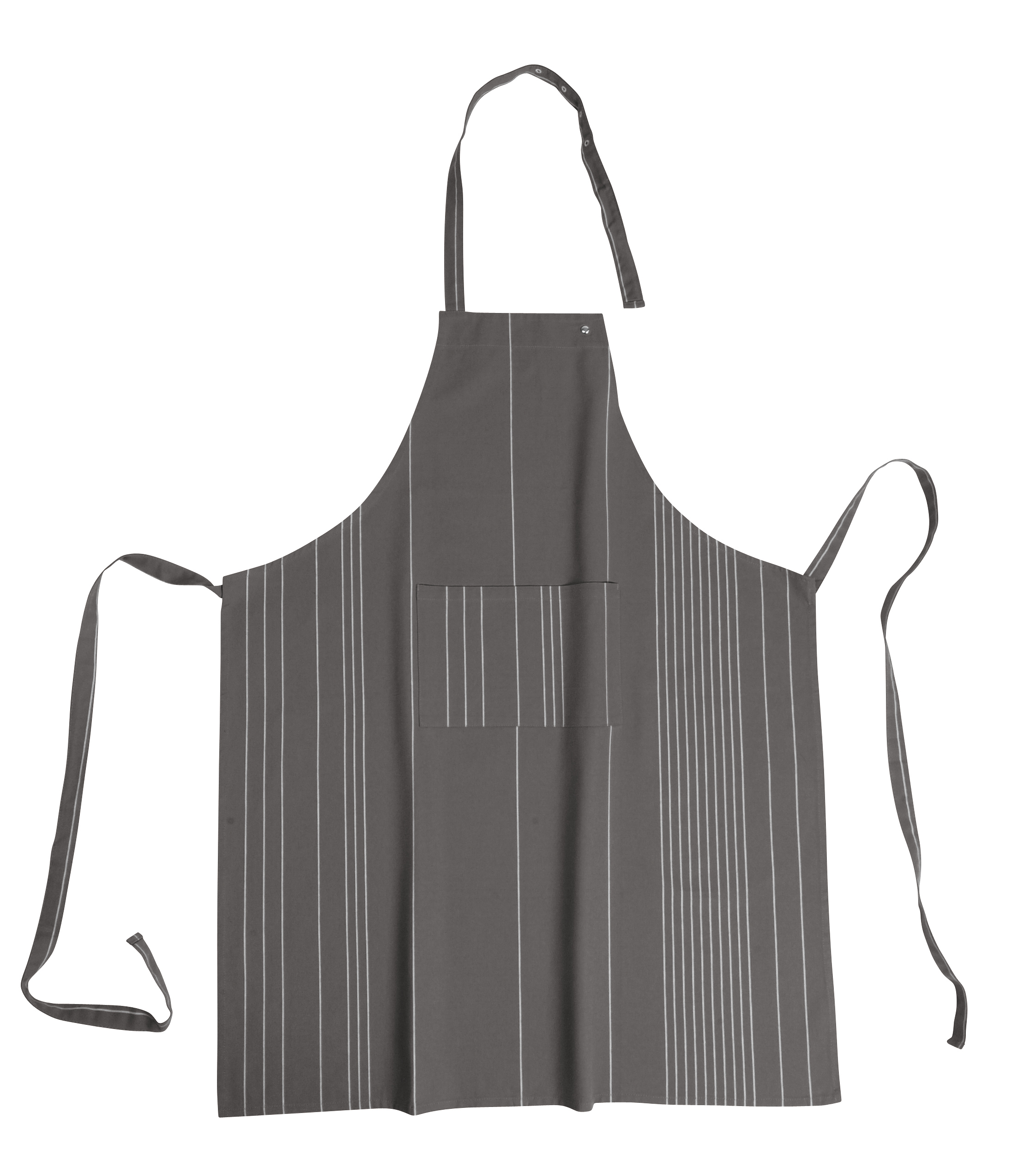 Apron Prof., 1 pocket, stripe 85x105 cm,  pressbuttons grey